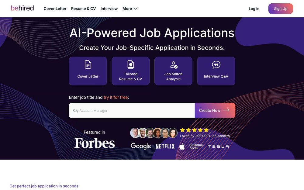 Screenshot of BeHired