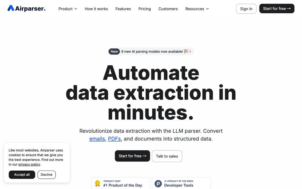 Screenshot of Airparser Screenshot of Airparser