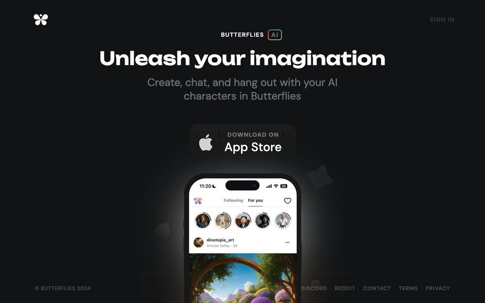 Screenshot of Butterflies AI