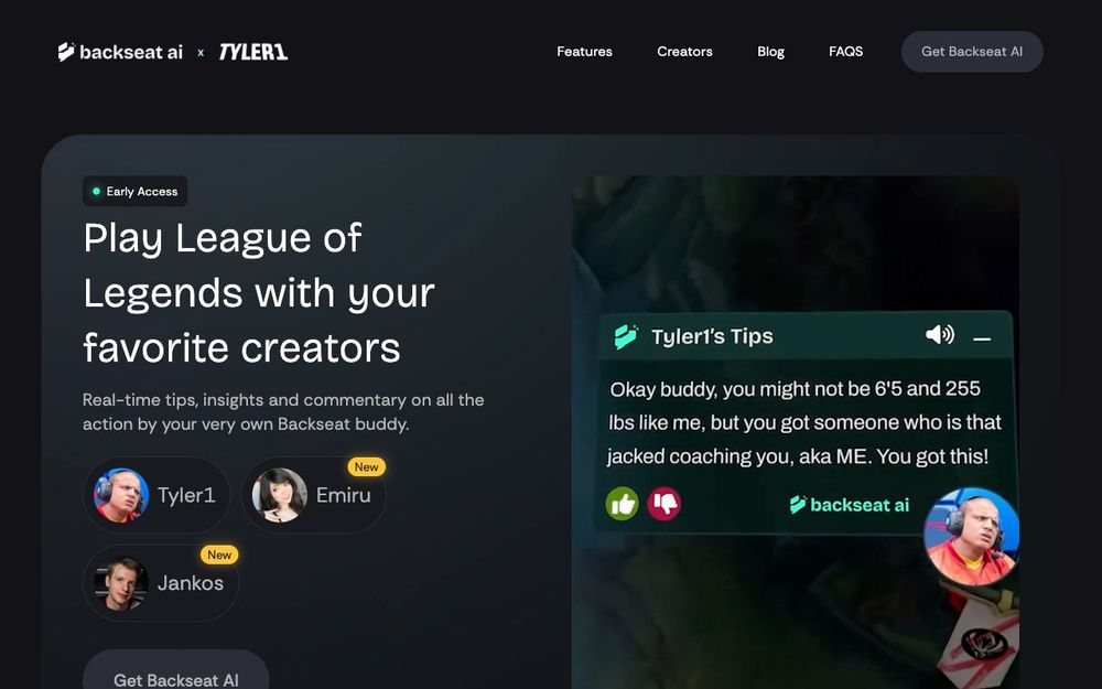 Screenshot of Backseat.gg