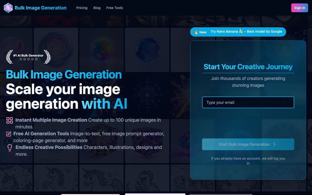 Screenshot of Bulk Image Generation