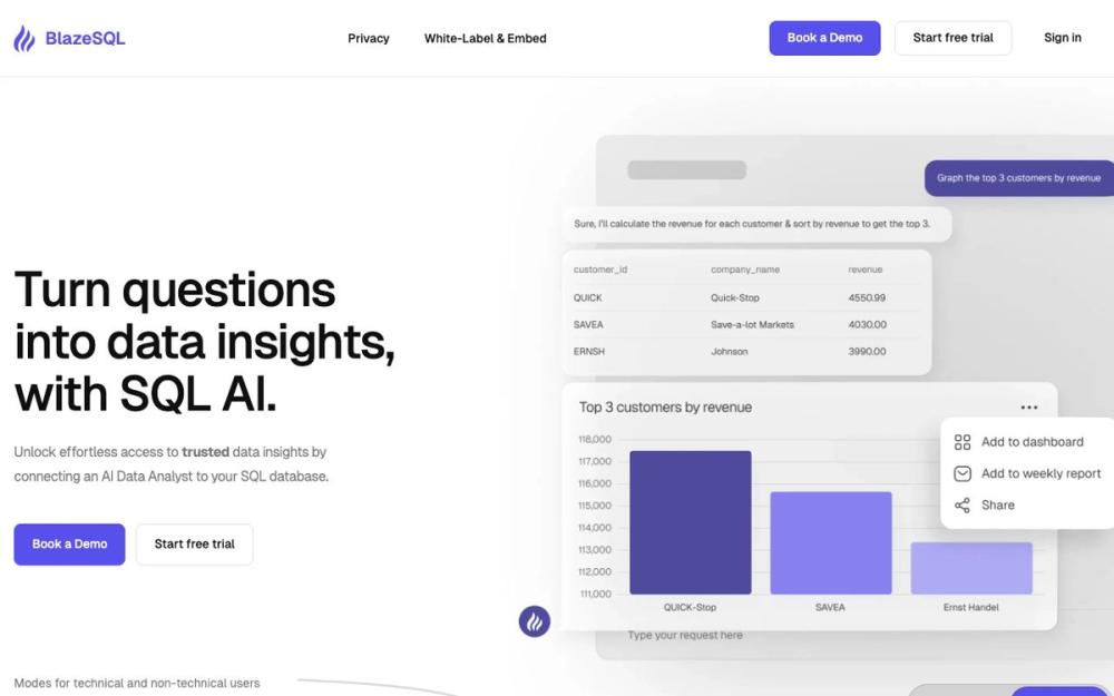 Screenshot of BlazeSQL