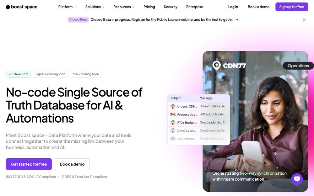 Screenshot of Boost.space
