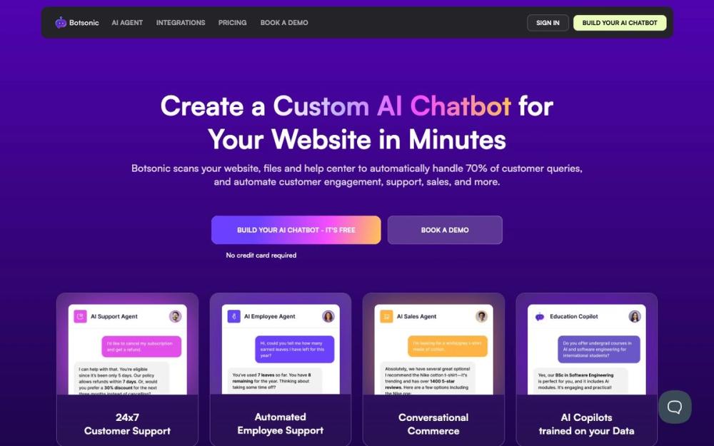 Screenshot of Botsonic