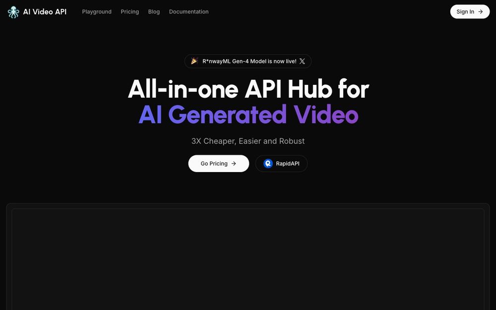 Screenshot of AI Video API Screenshot of AI Video API