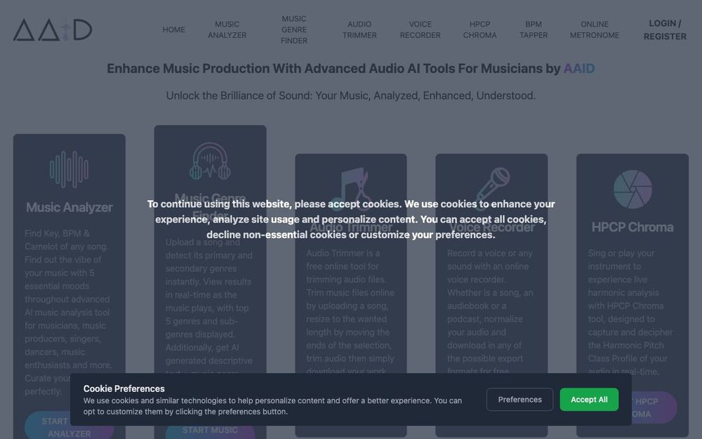 Screenshot of Audio AI Dynamics