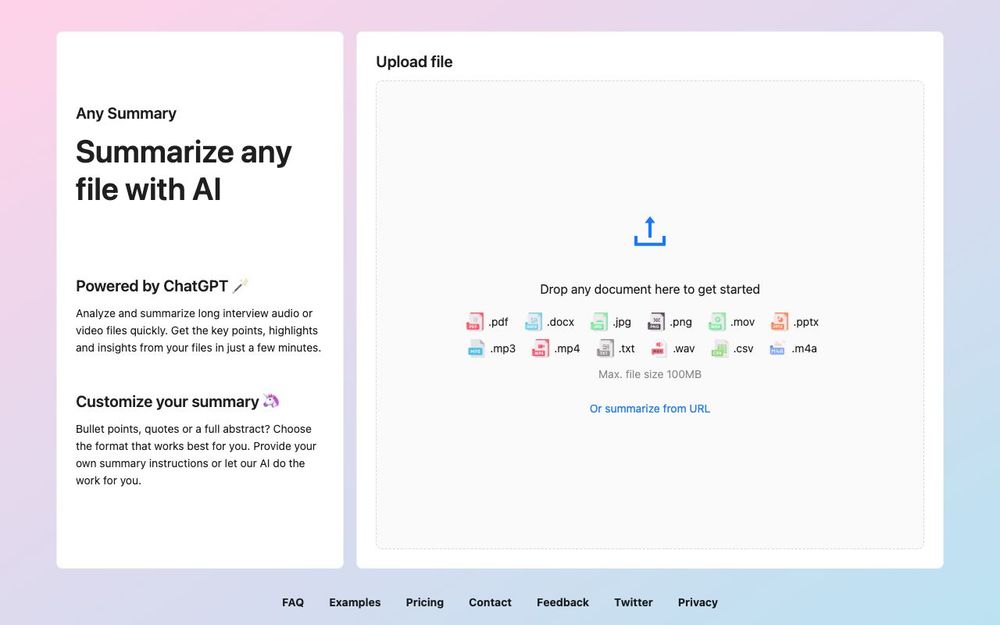 Screenshot of AnySummary Screenshot of AnySummary