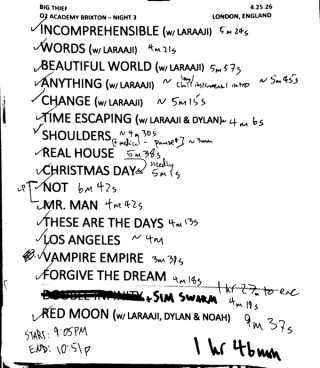 02 Academy Brixton Setlist (Night 3)