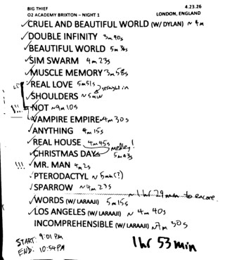 02 Academy Brixton Setlist (Night 1)