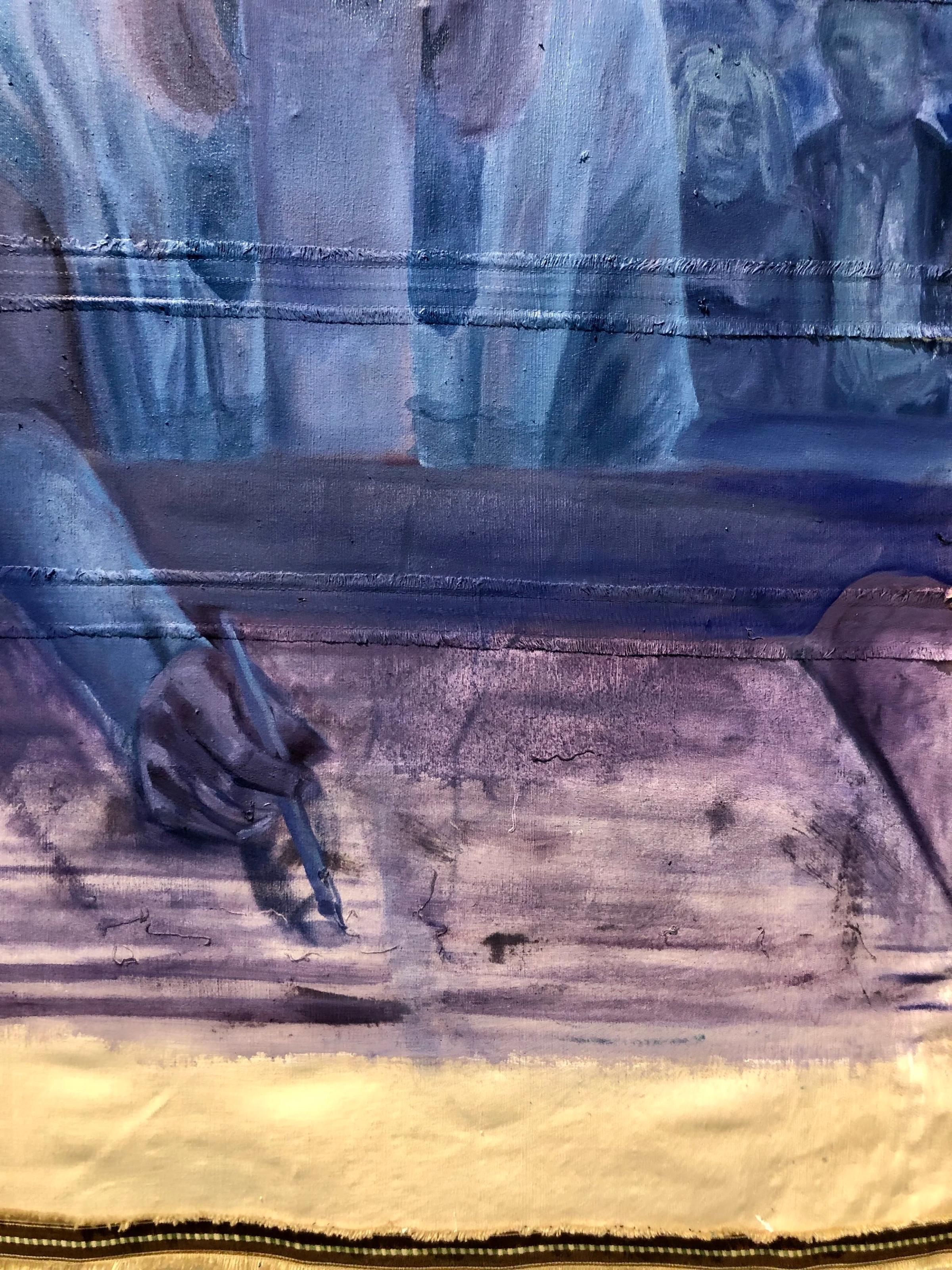 Pesach lunch, acrylic and oil on fabric, 2020