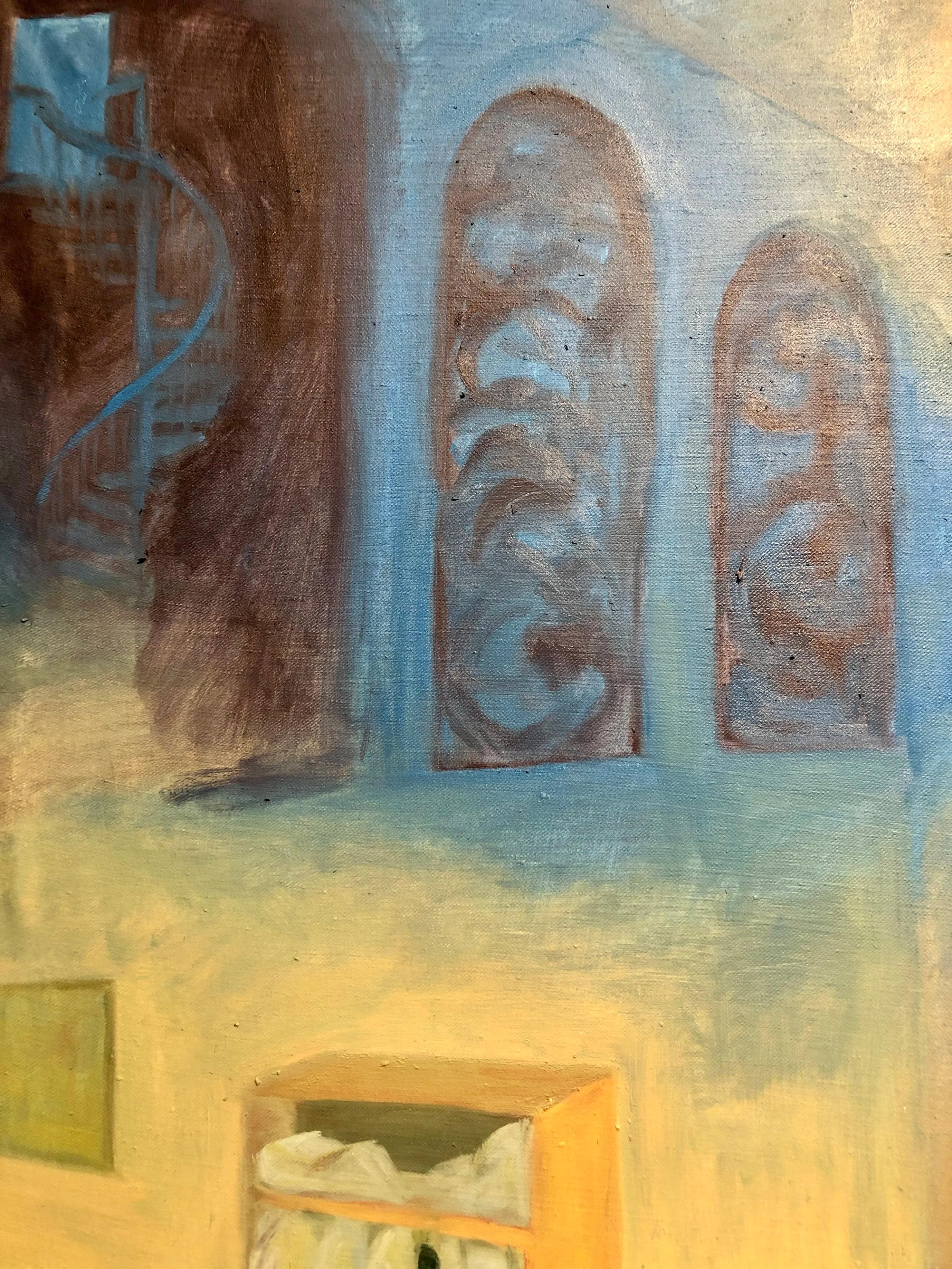 Pesach lunch, acrylic and oil on fabric, 2020