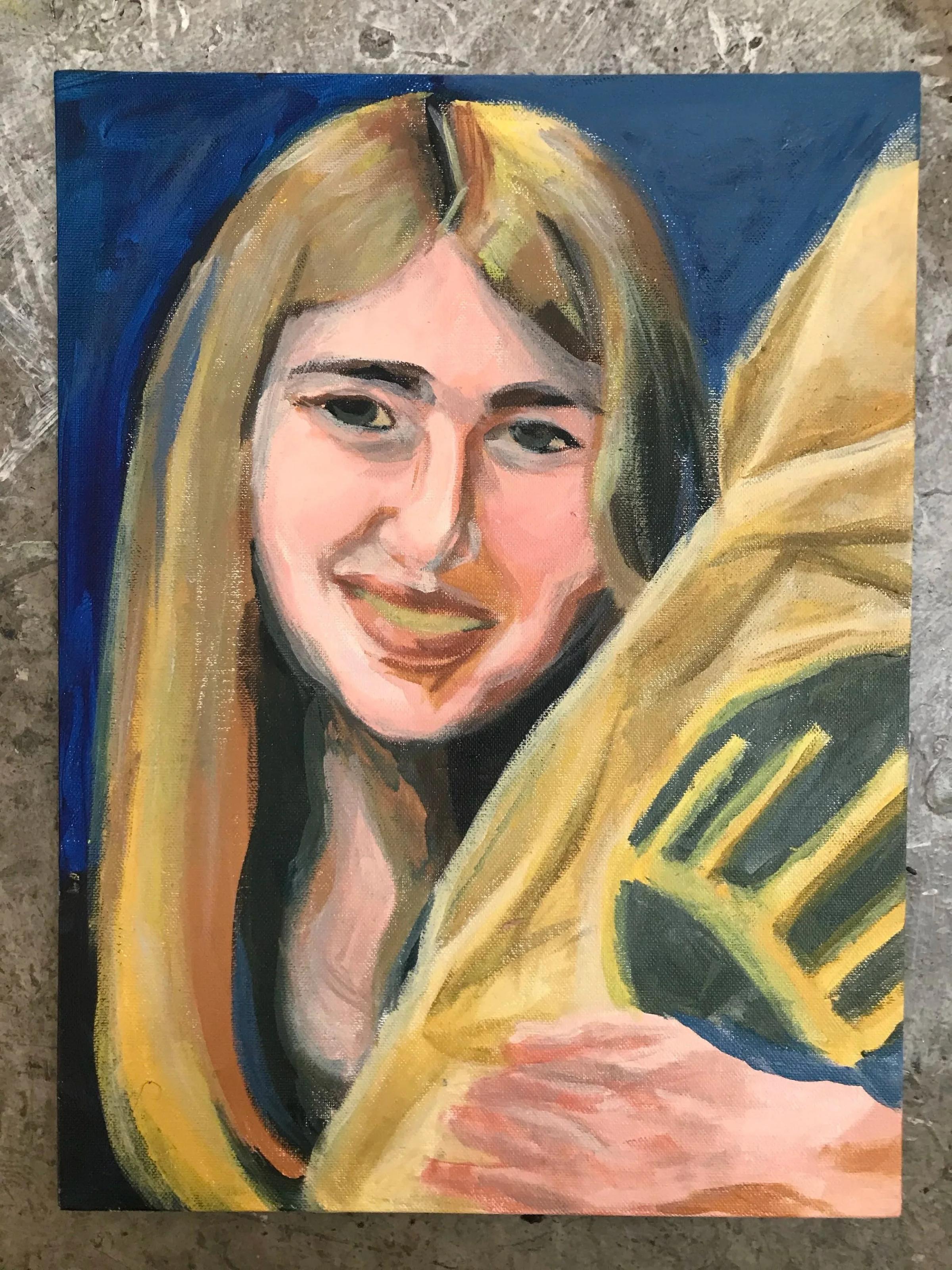 Pesach lunch, acrylic and oil on fabric, 2020