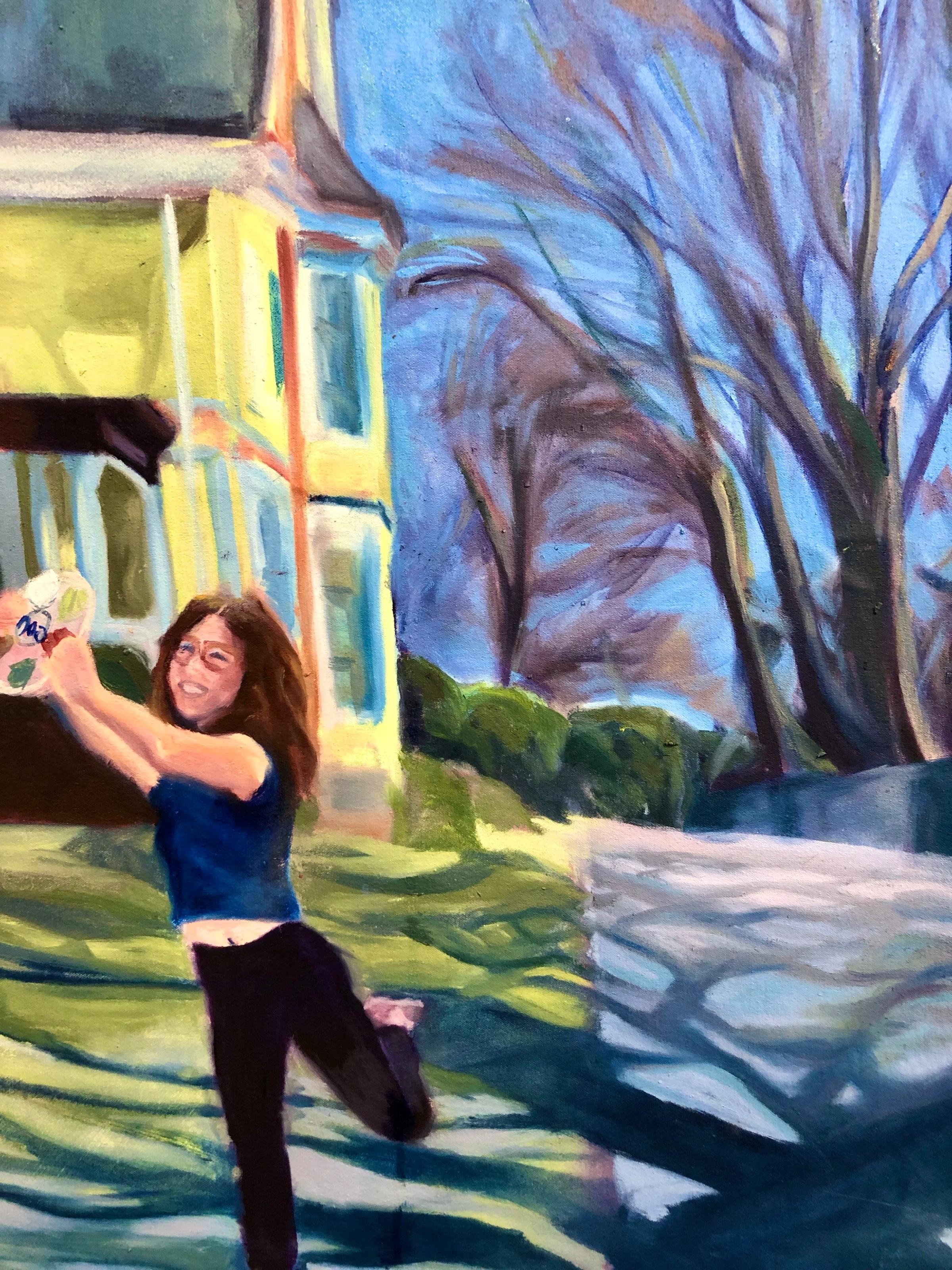 Pesach lunch, acrylic and oil on fabric, 2020
