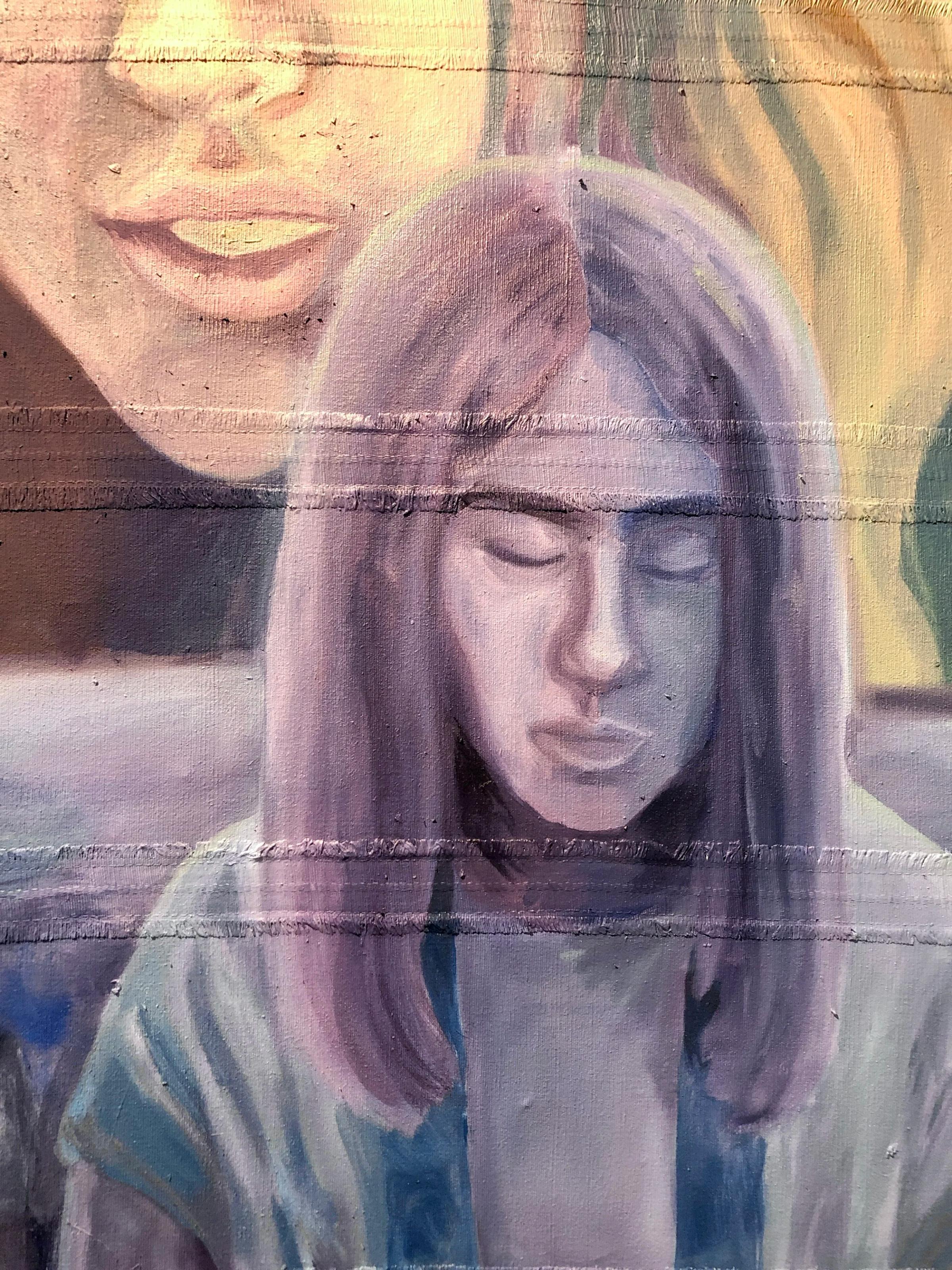 Pesach lunch, acrylic and oil on fabric, 2020