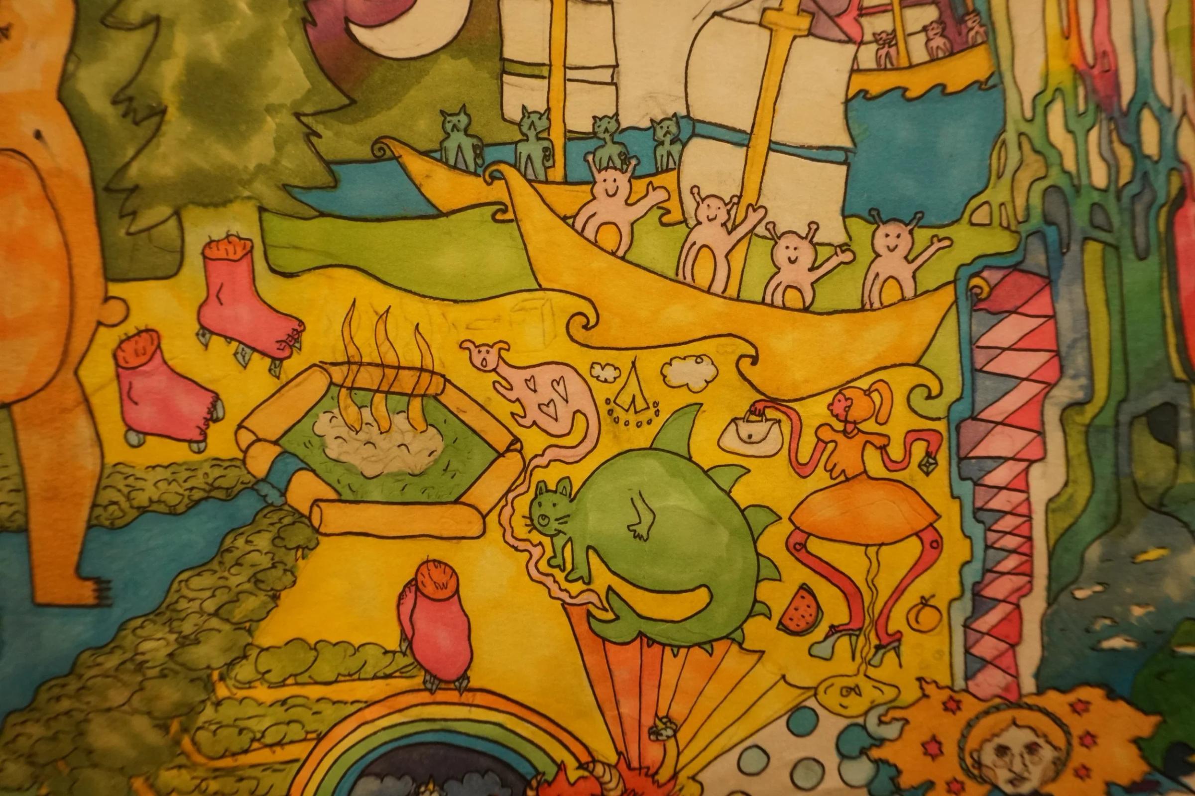 into the orchard, pen and marker on paper, 2021