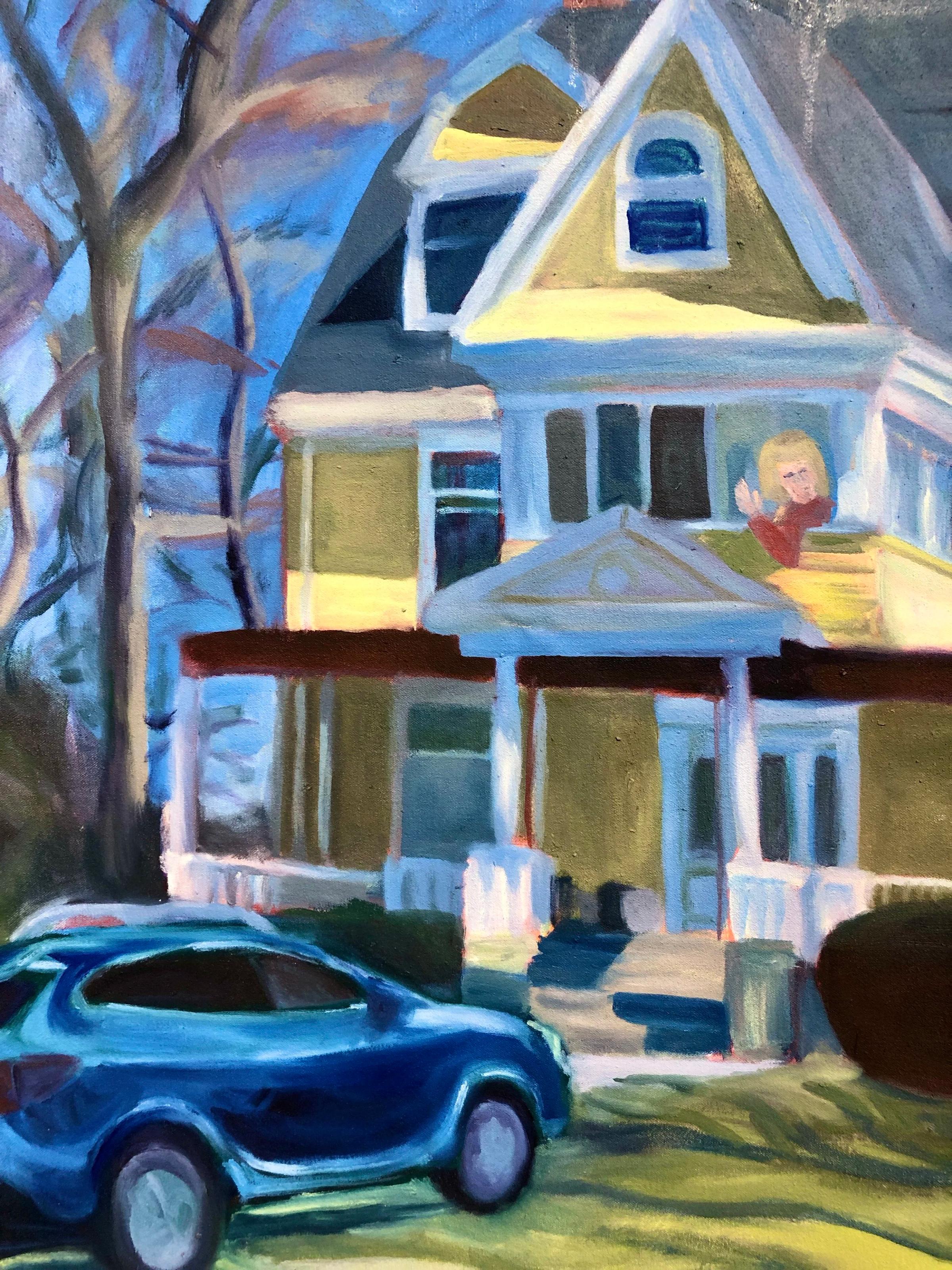 Pesach lunch, acrylic and oil on fabric, 2020