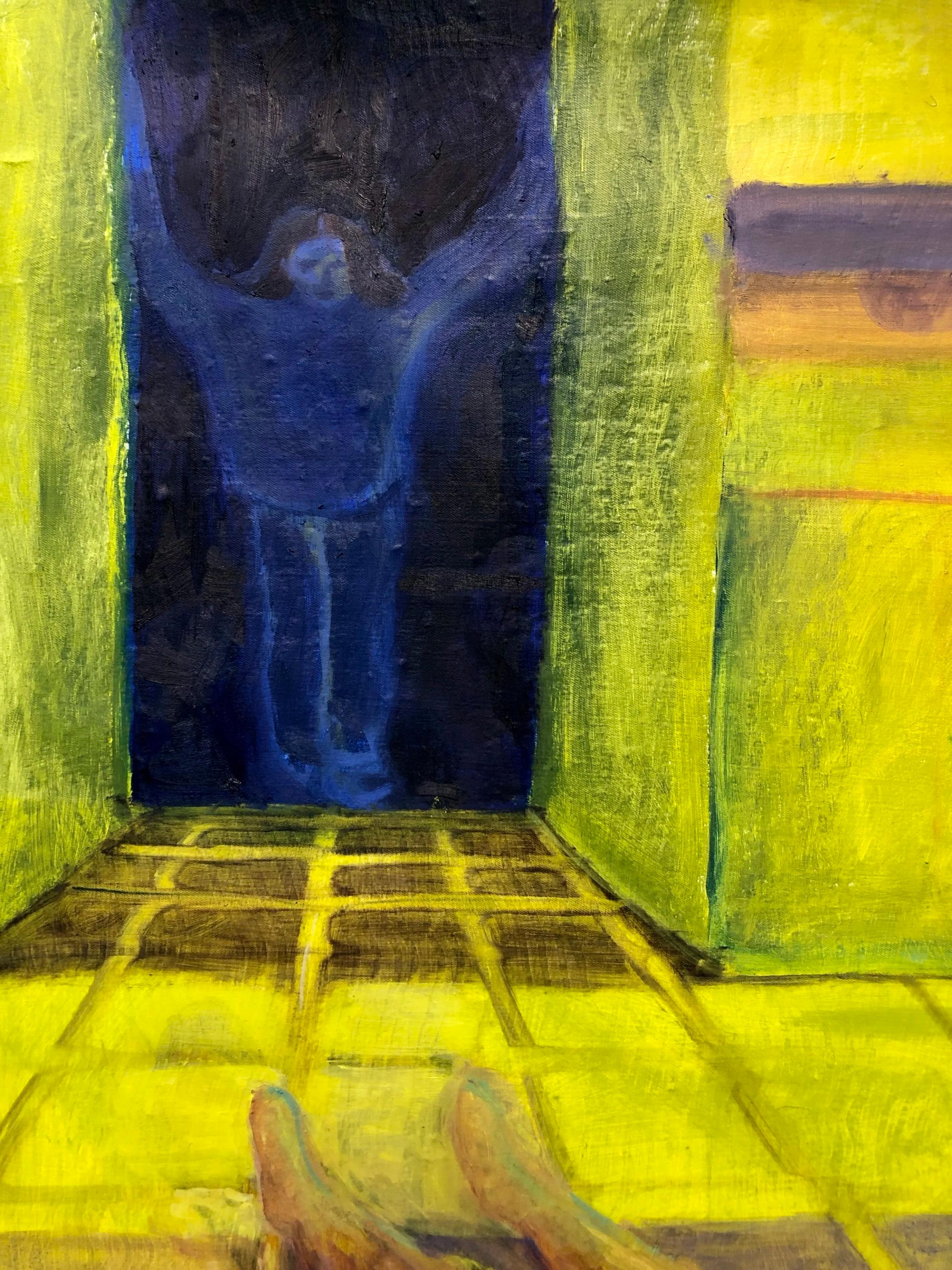 Pesach lunch, acrylic and oil on fabric, 2020