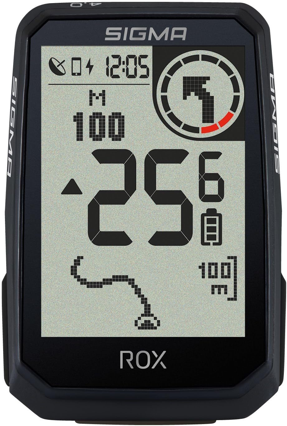 Sigma ROX 4.0 Endurance GPS Fahrradcomputer in Schwarz mit großem Display