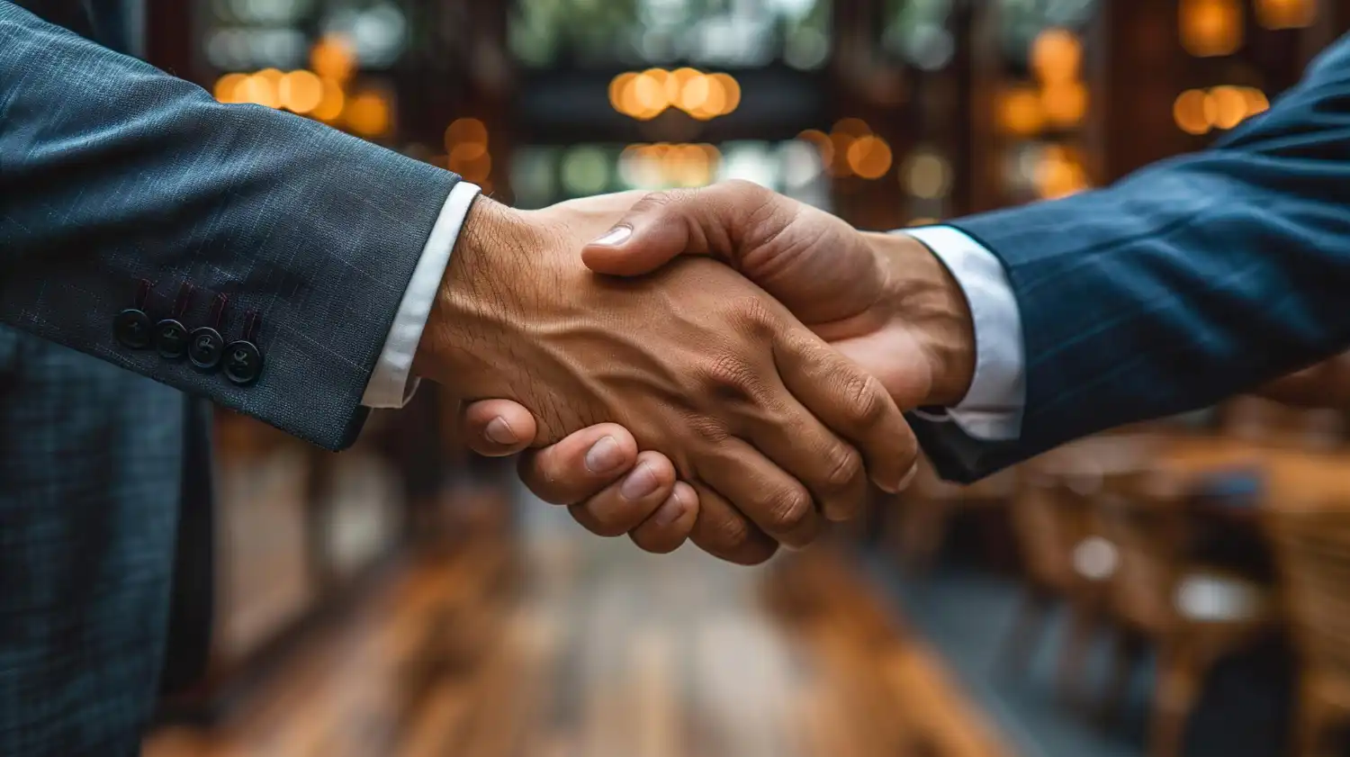 A photo of a man shaking hands with another man