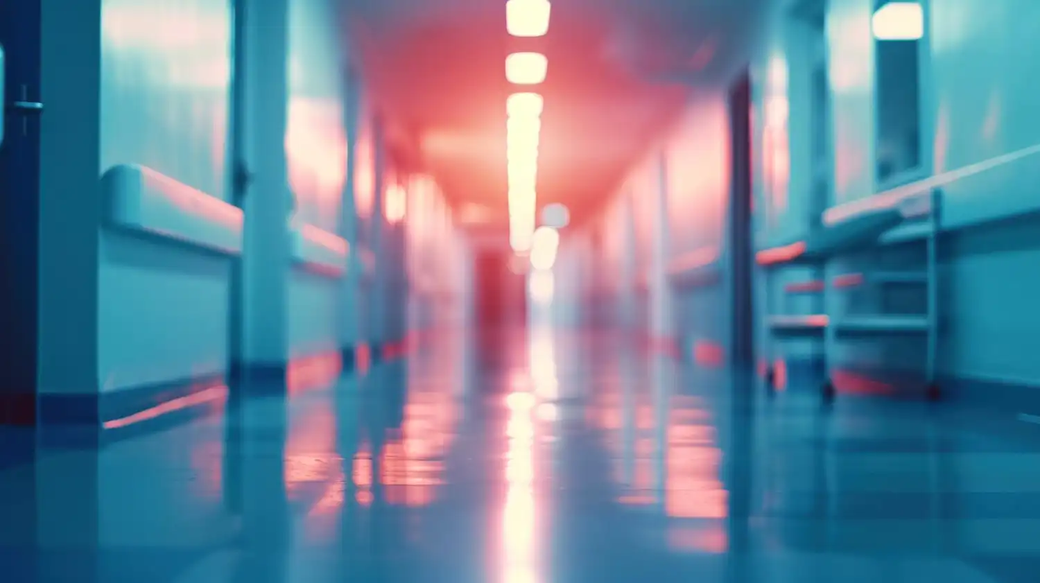 Medical blurred blue hospital background