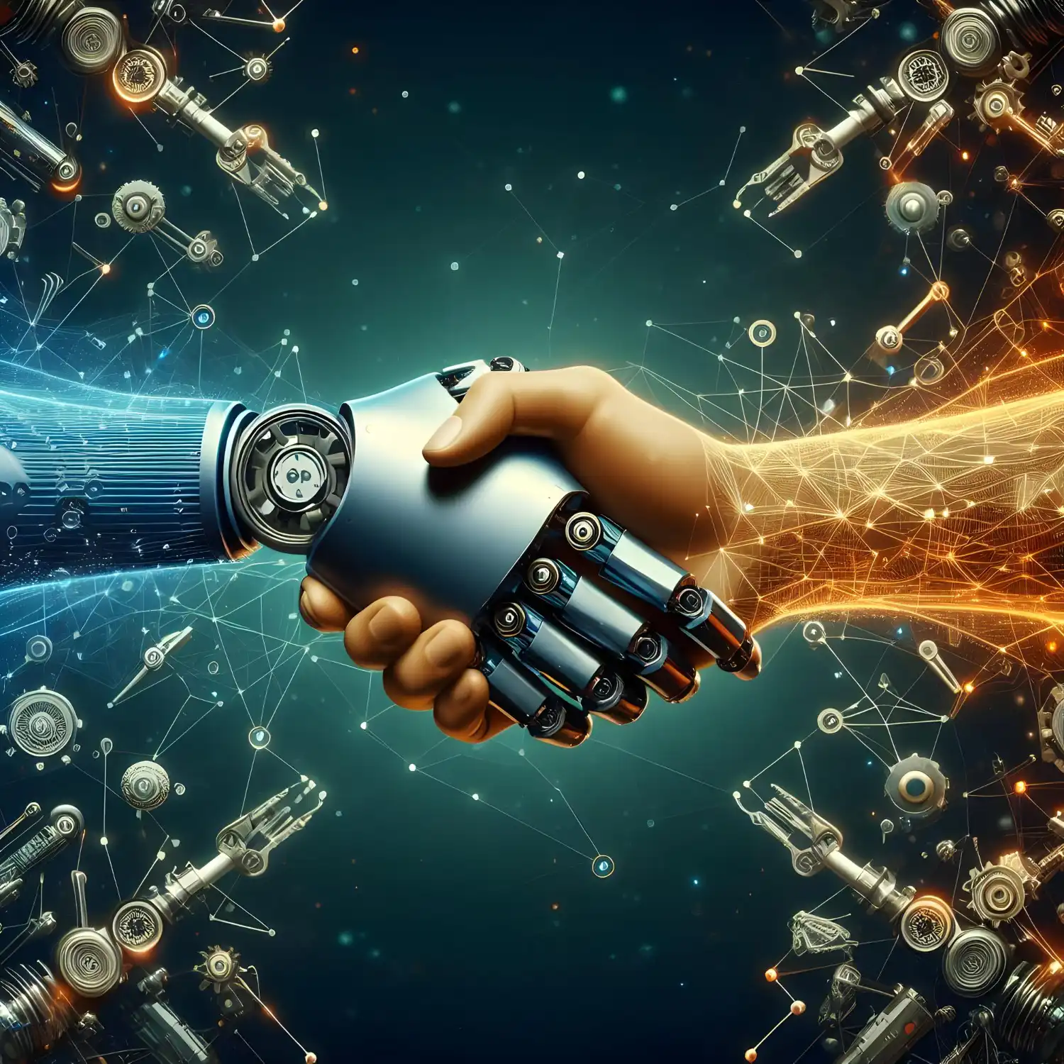 Human and machine hand shake