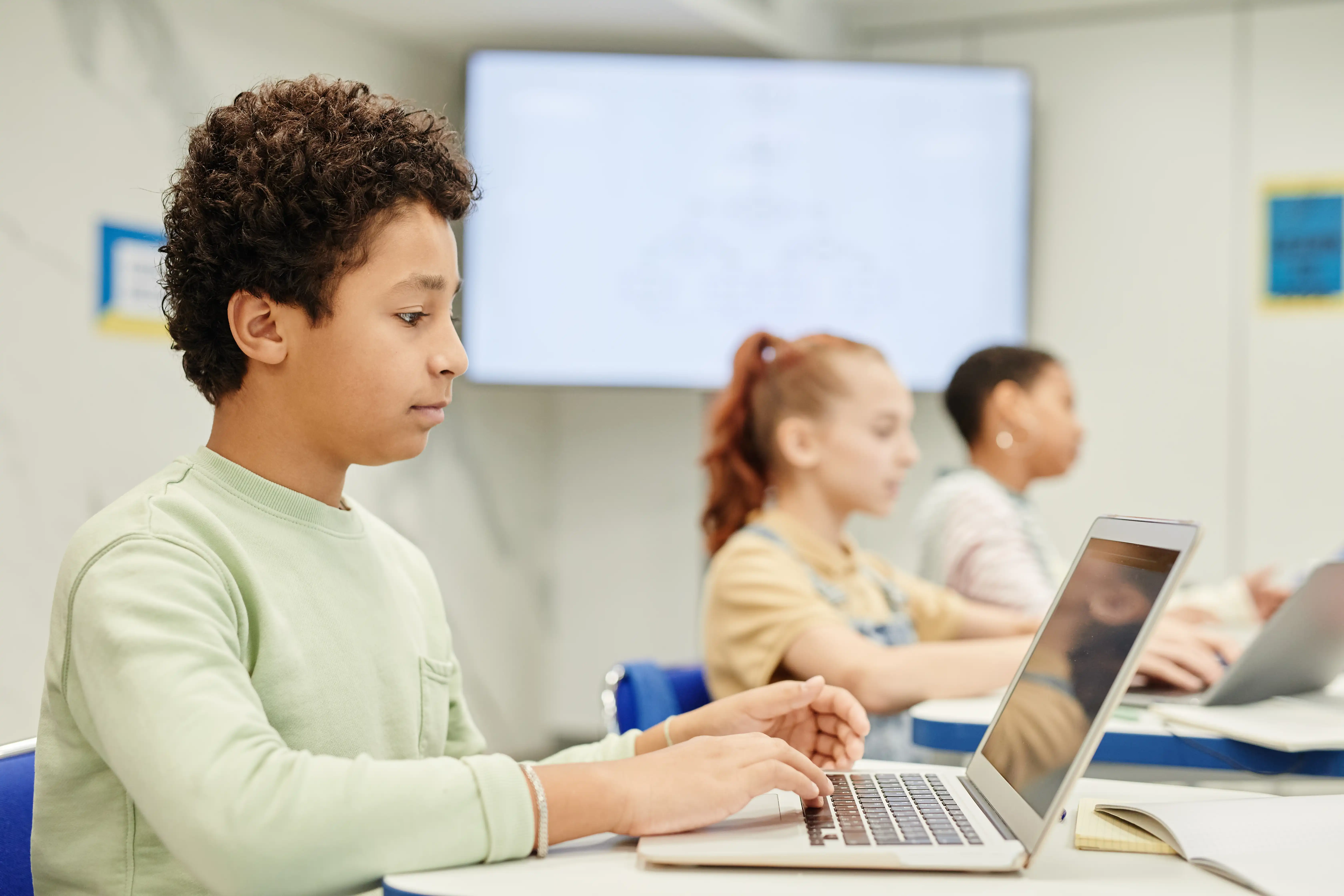 Boy using laptop