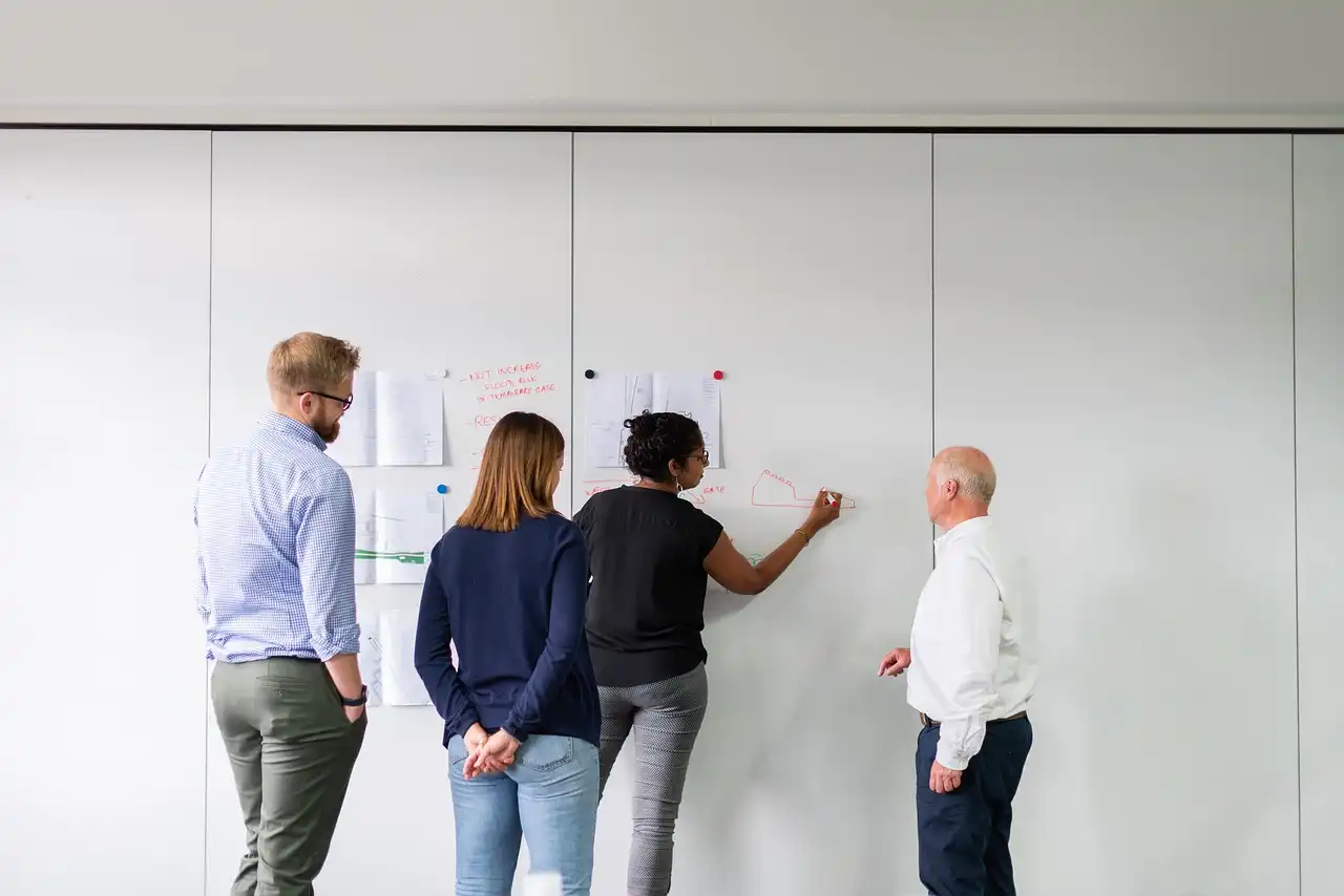 An agile team planning a sprint at a board