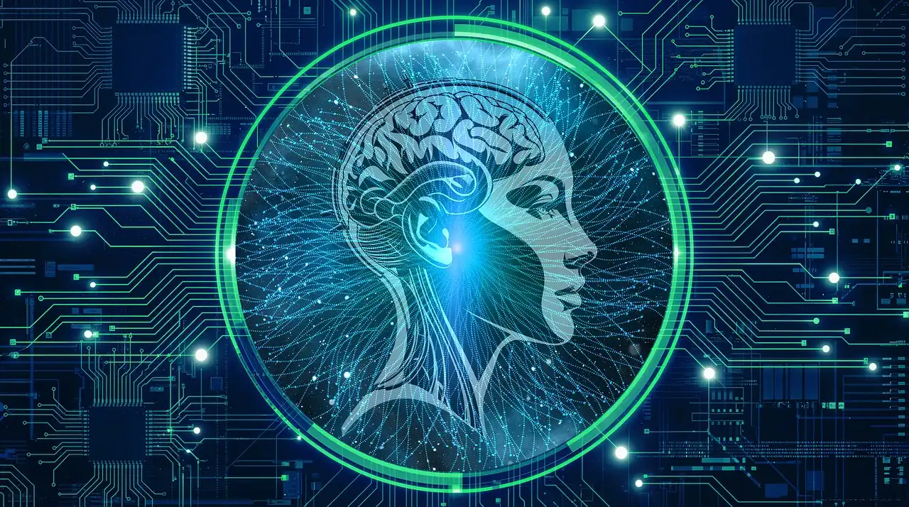 Glowing artificial intelligence brain with neural pathways