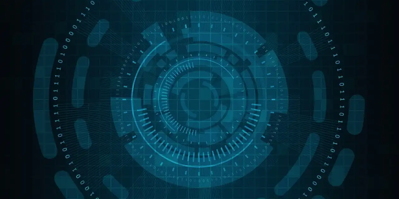 Futuristic cyber network with glowing blue connections
