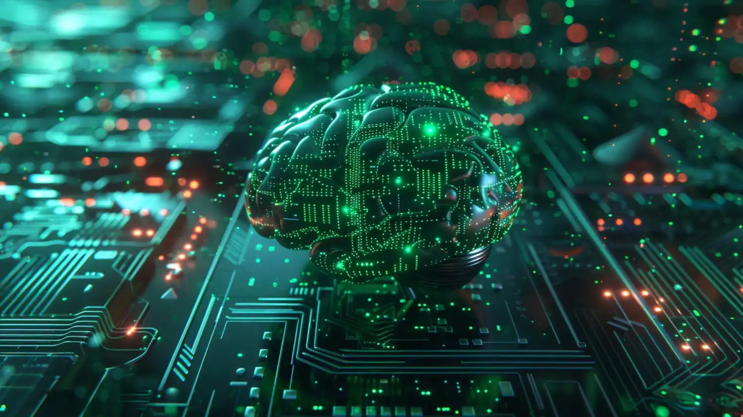 a brain in the middle of circuit board