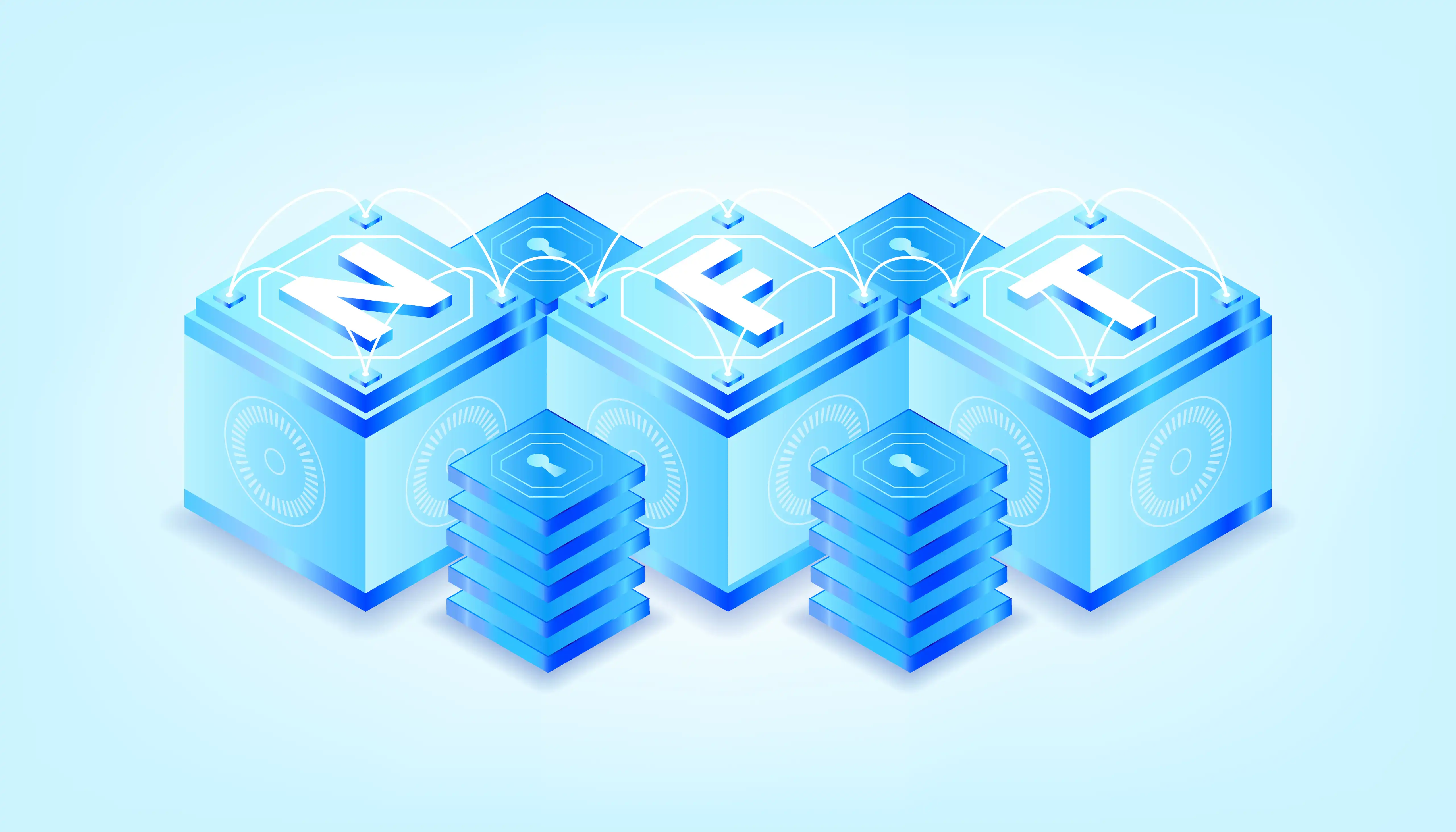 Three Blocks Each with single letter of NFT