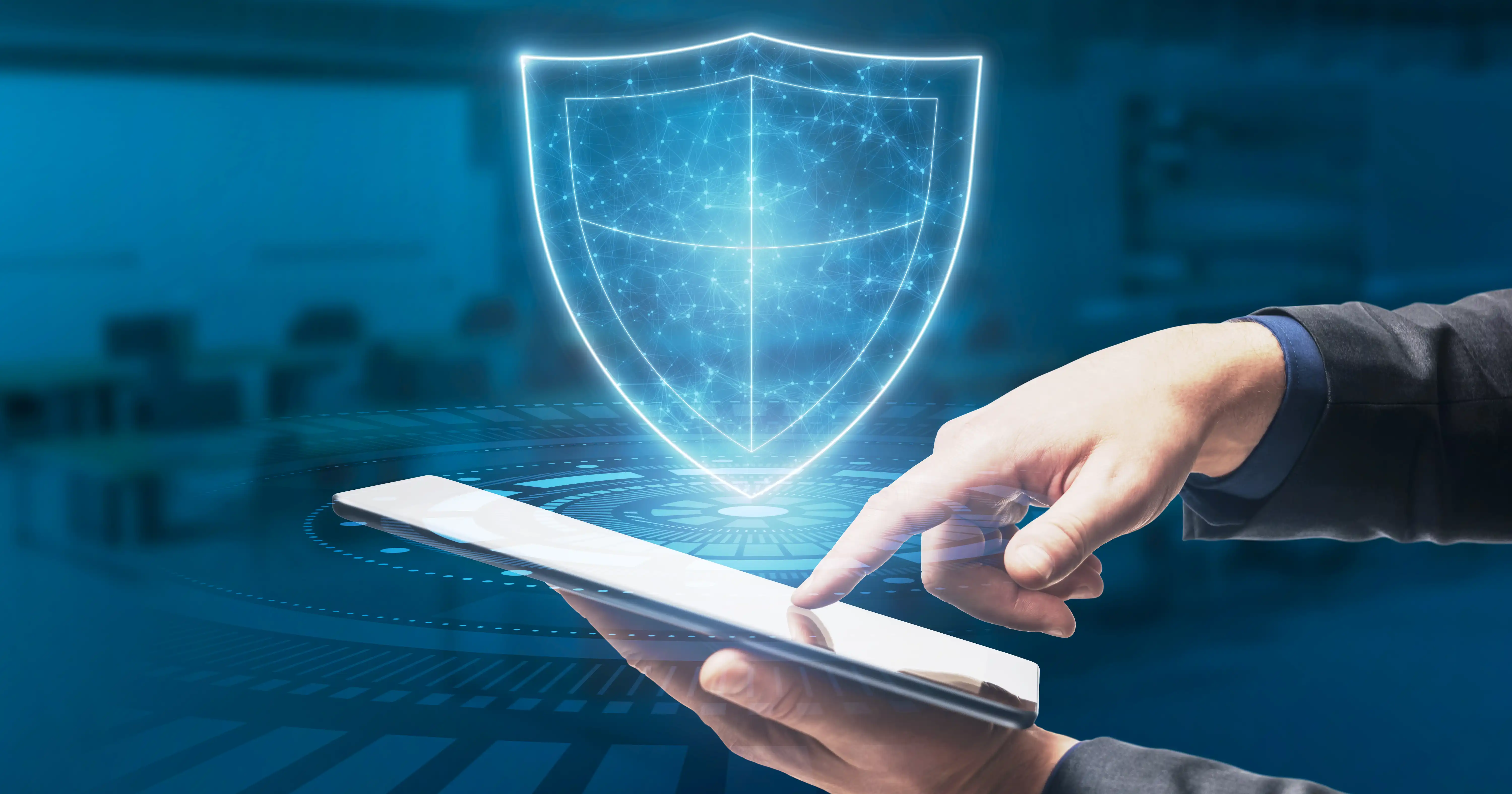Security Shield protecting tablet information 