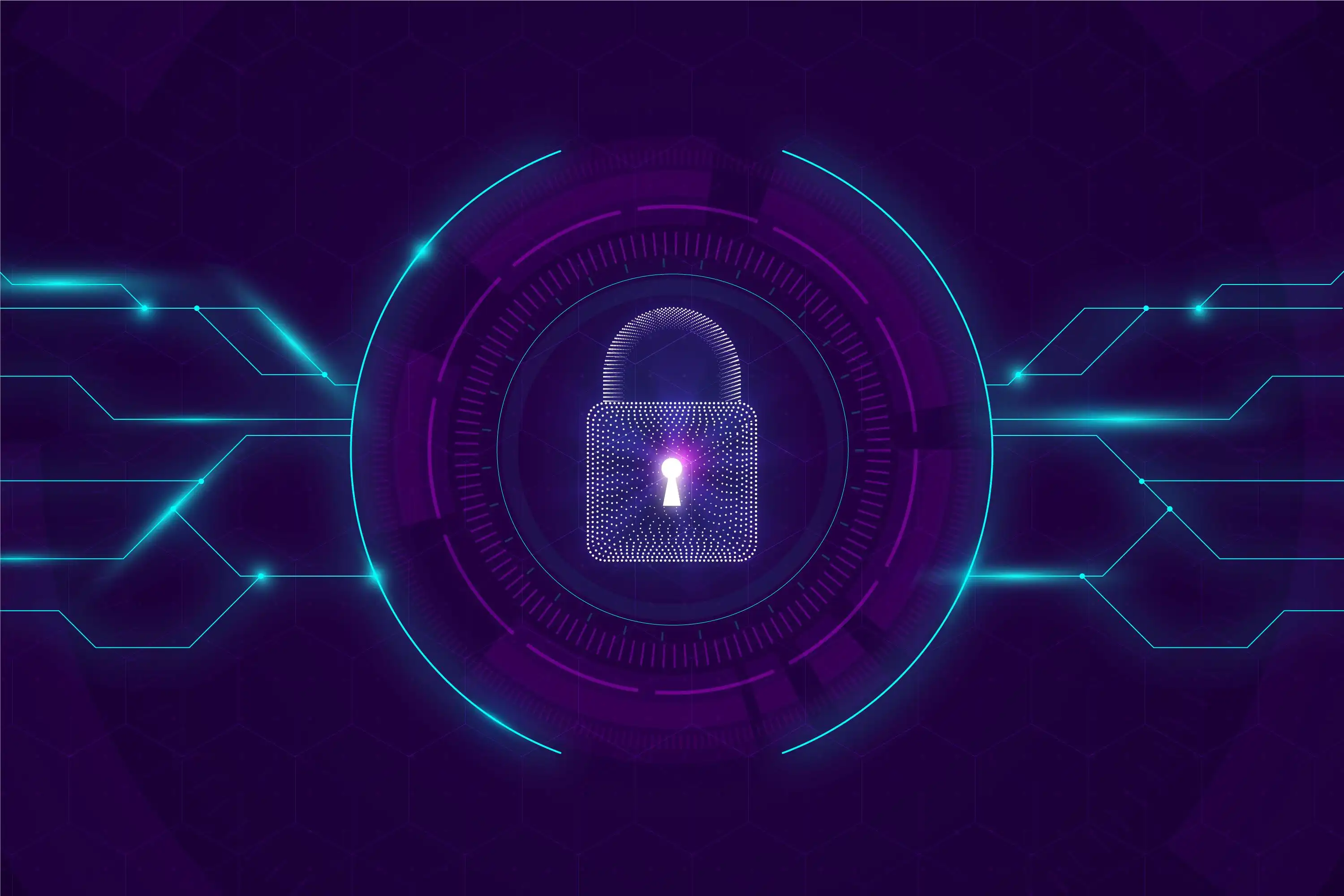 Neon padlock icon