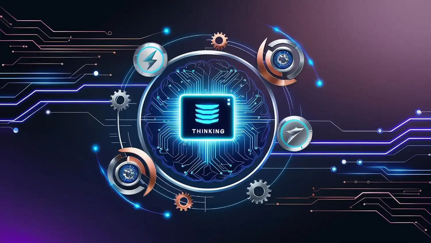 Concept of thinking background with brain CPU Mind series technology