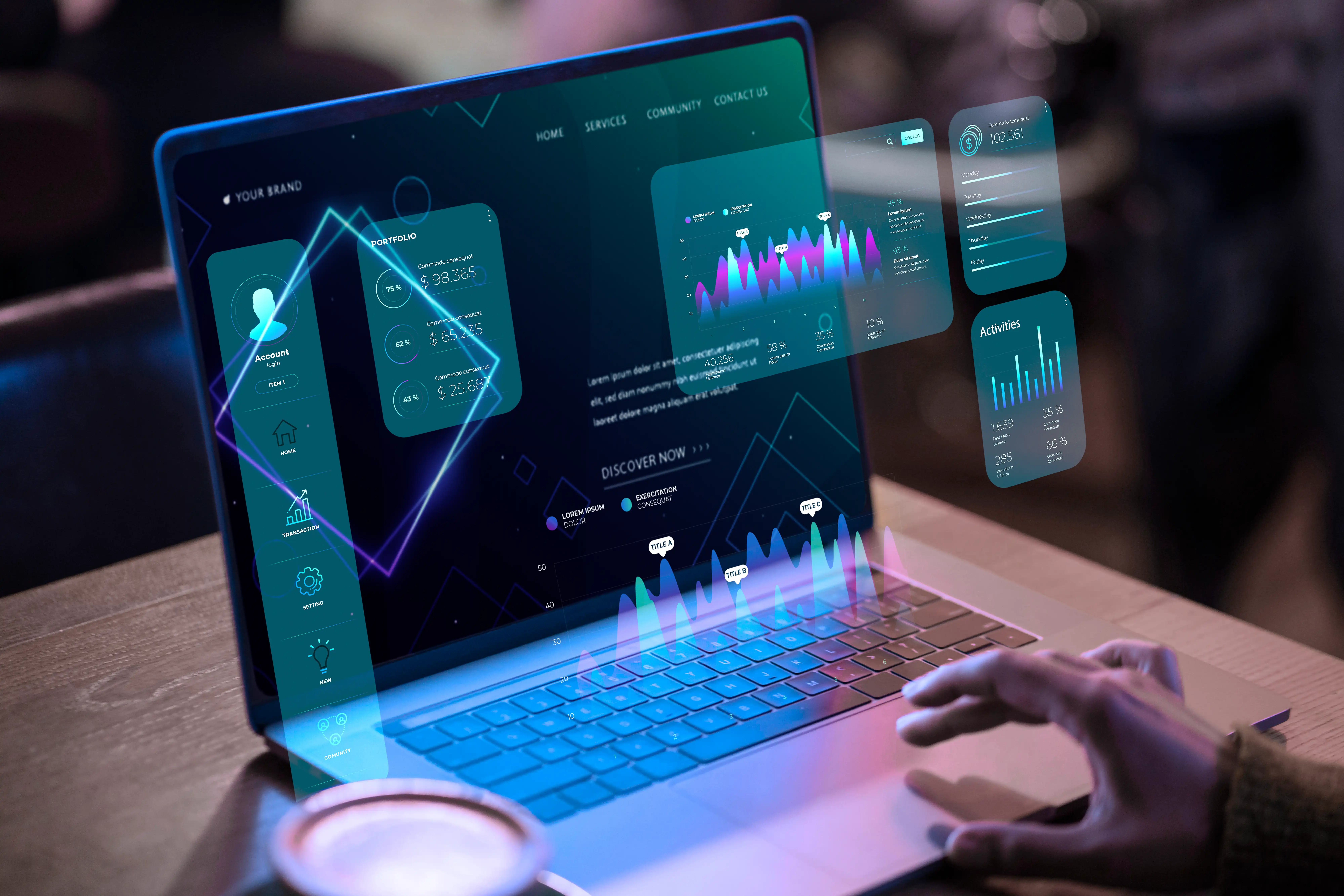 Person looking at statistics on laptop