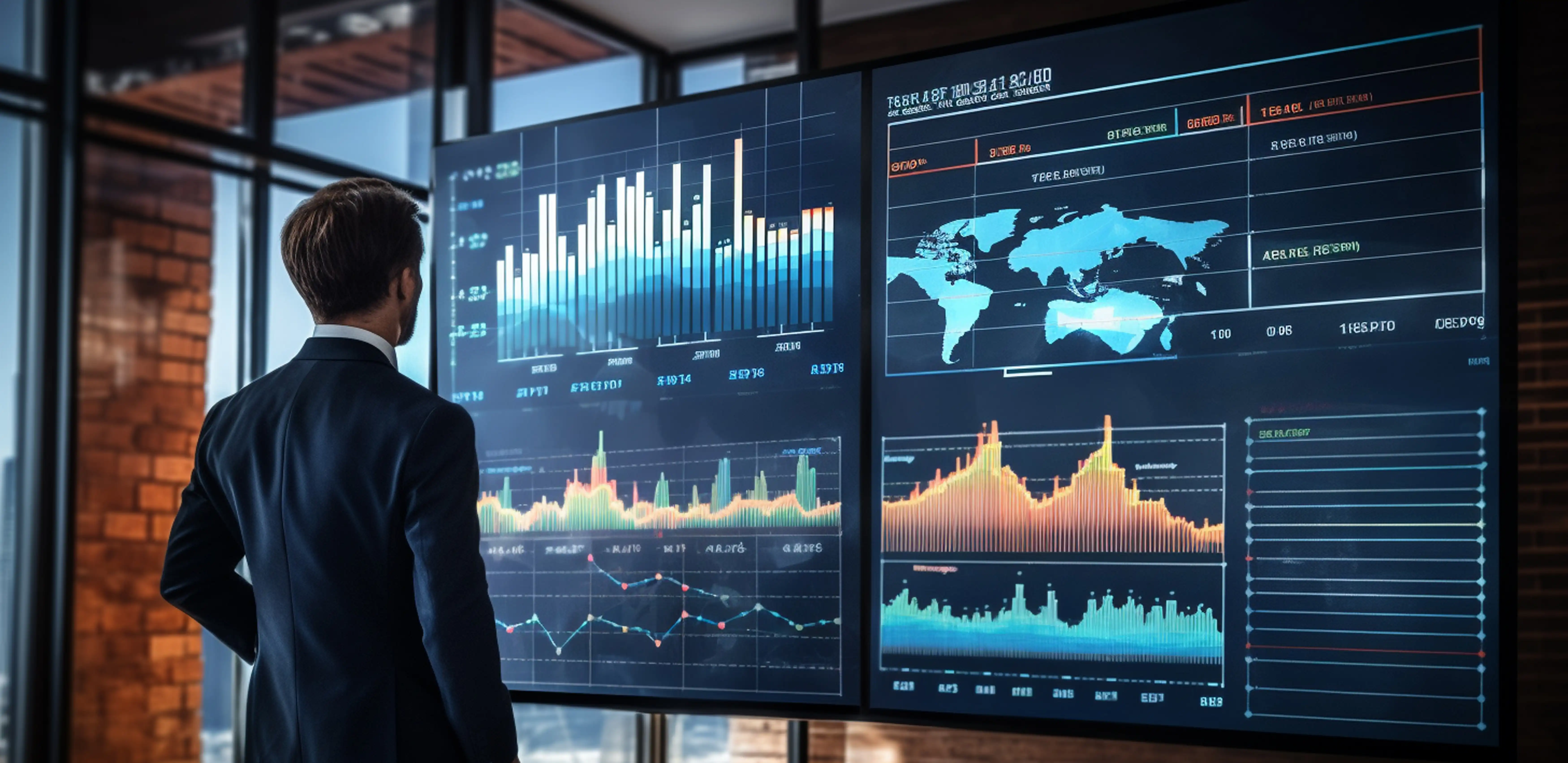 Business person in futuristic business environment