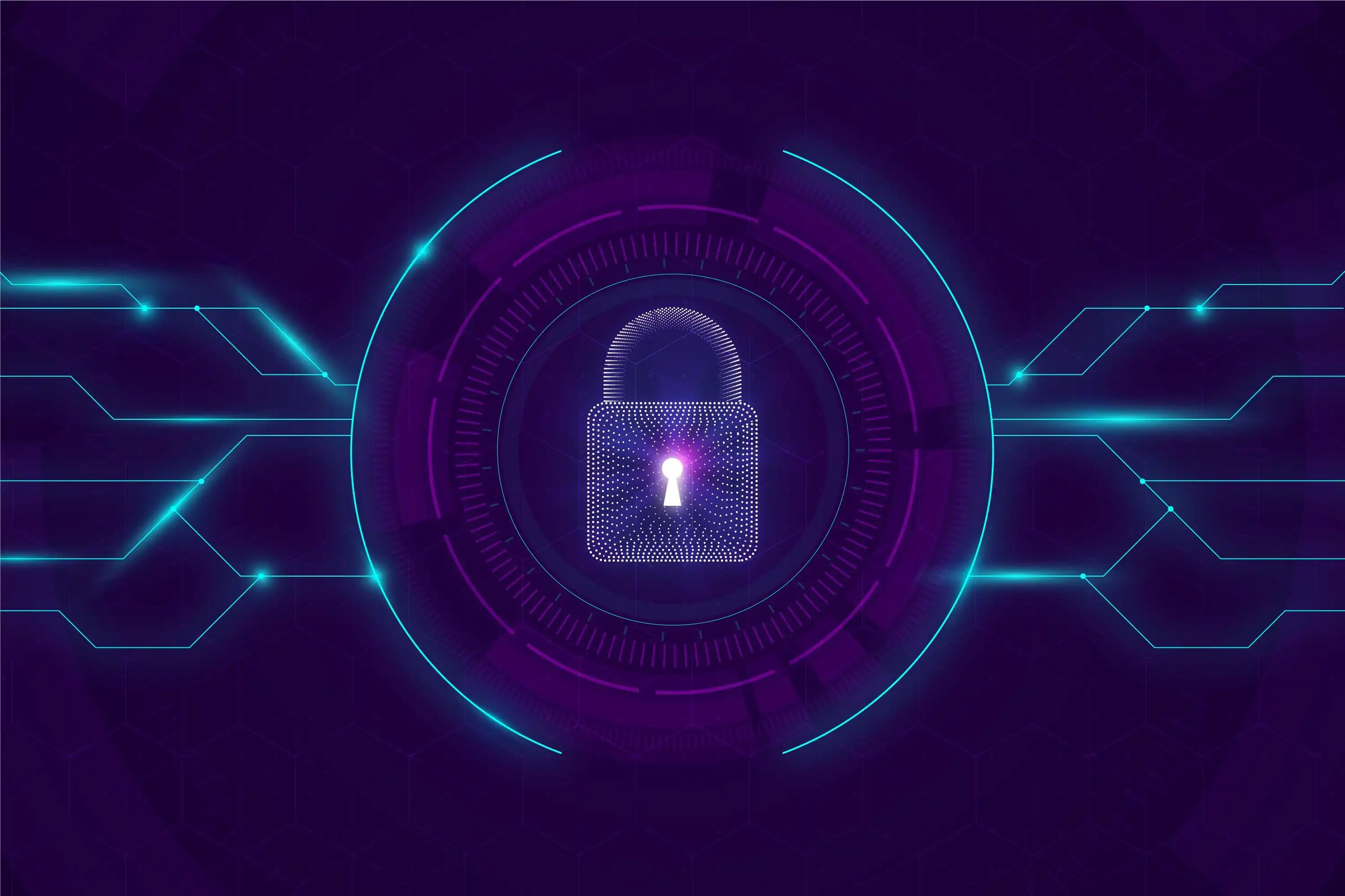 Neon padlock icon