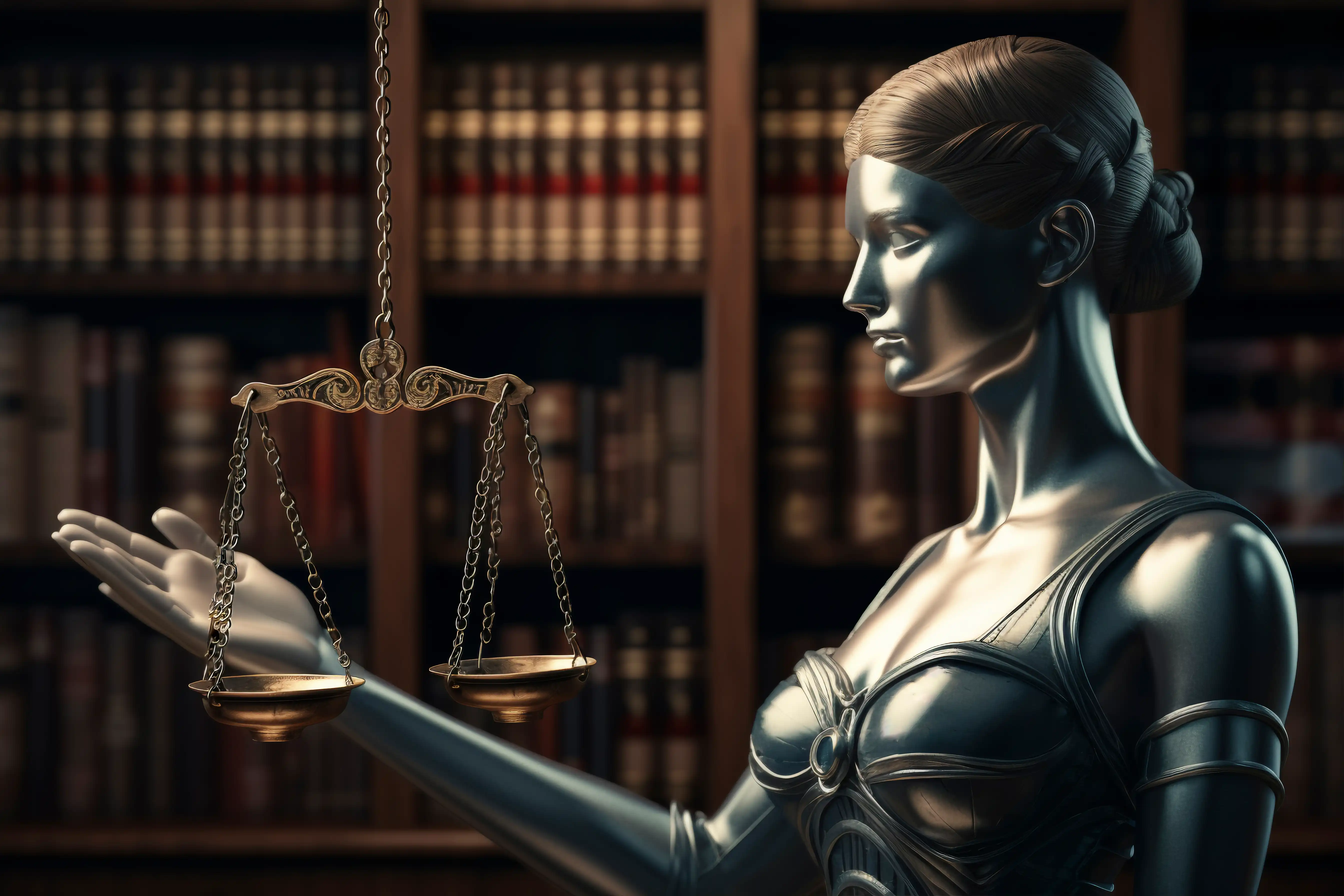 robot reaching out toward judge gavel