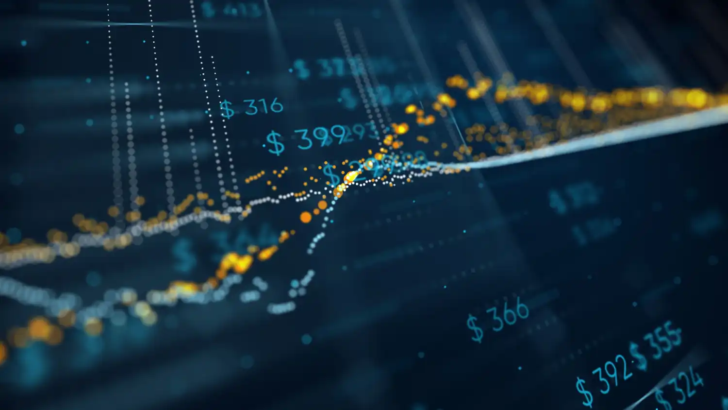 Financial business chart with diagrams and stock numbers