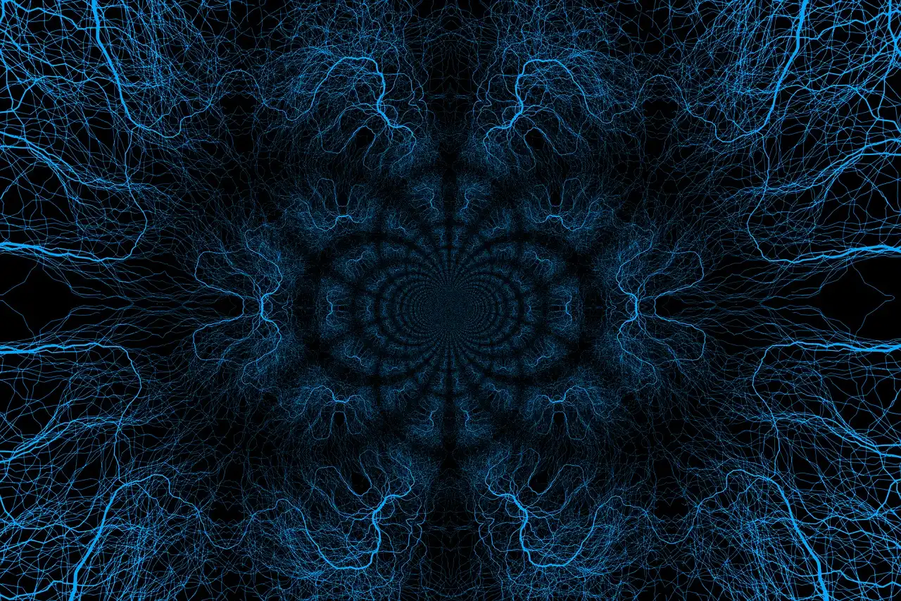 Luminous neural network synapses representing AI data processing at scale