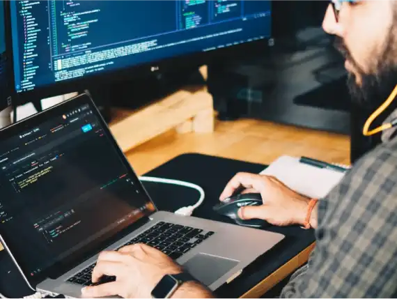 a man coding