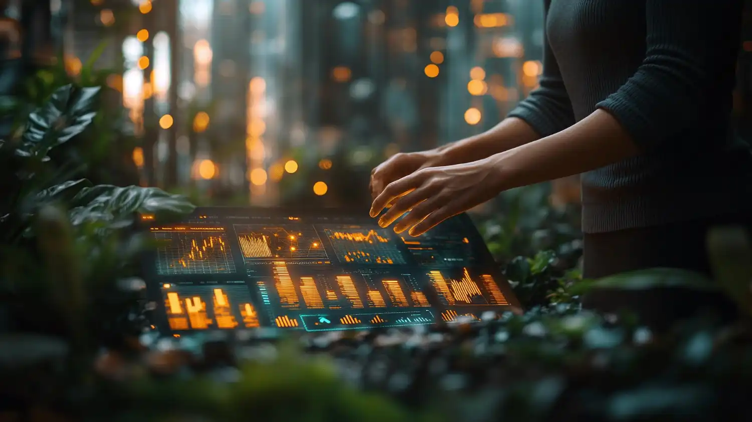 A man showing dashboard on a greener background