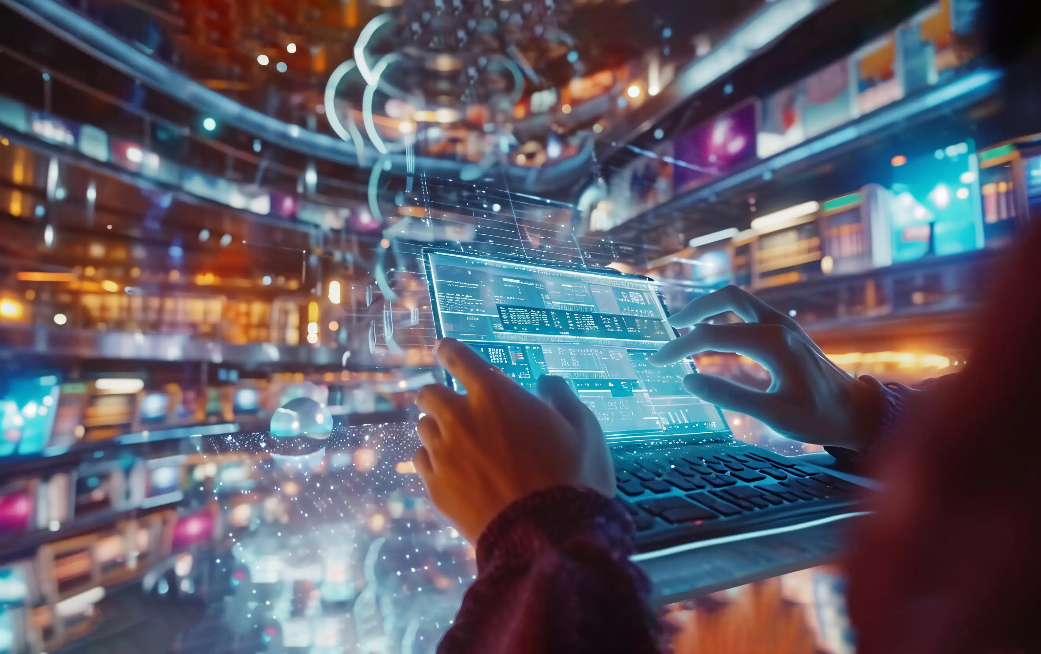 ai generated image of person using advanced tech on laptop