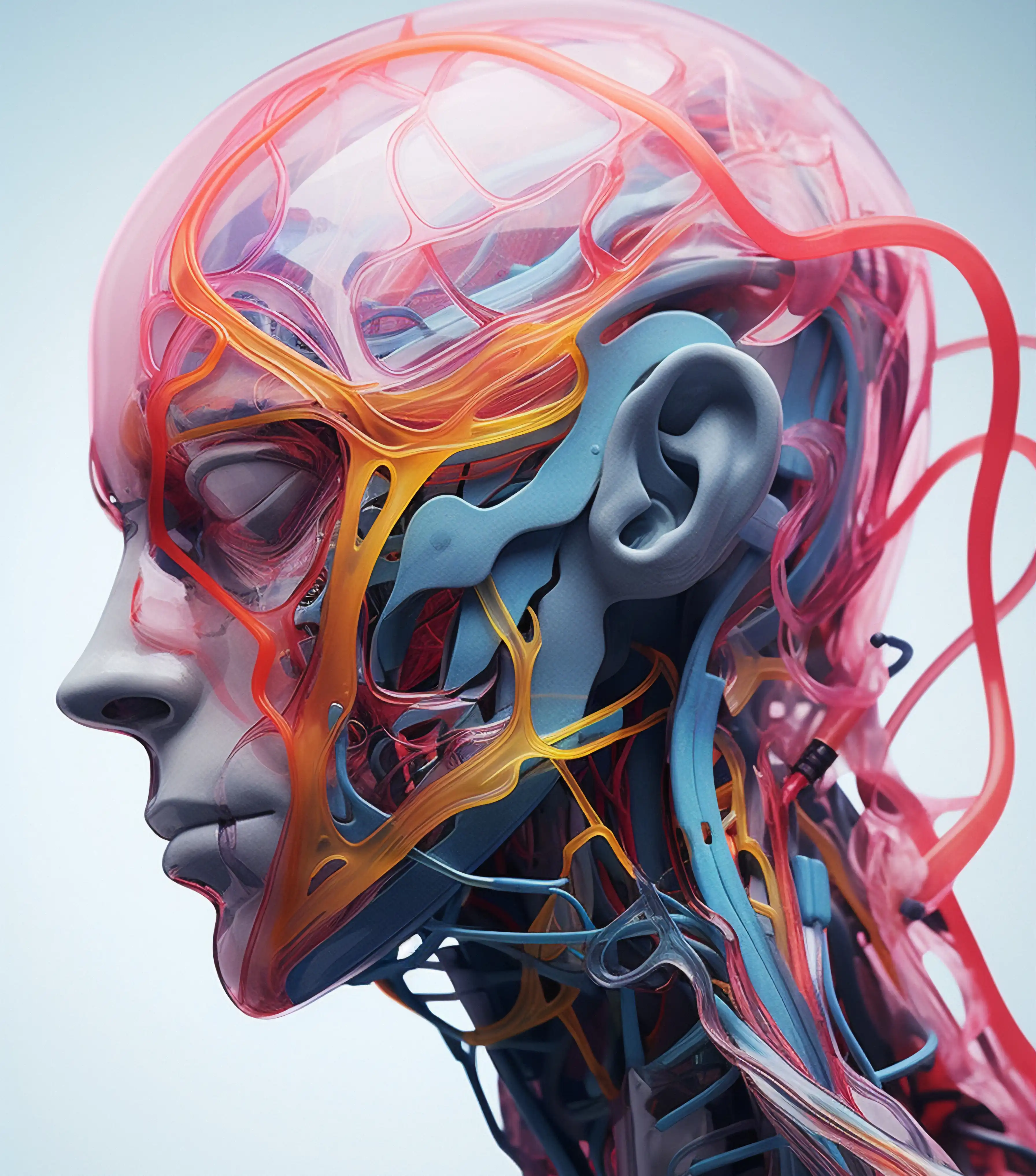 profile of ai with visible components of system