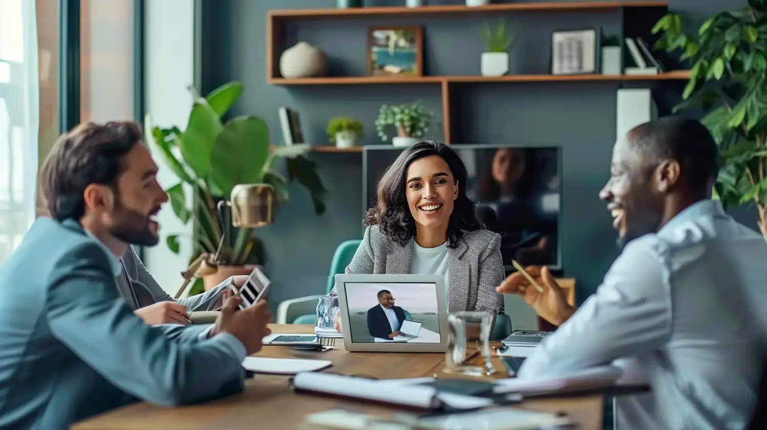 Business people having a video conference