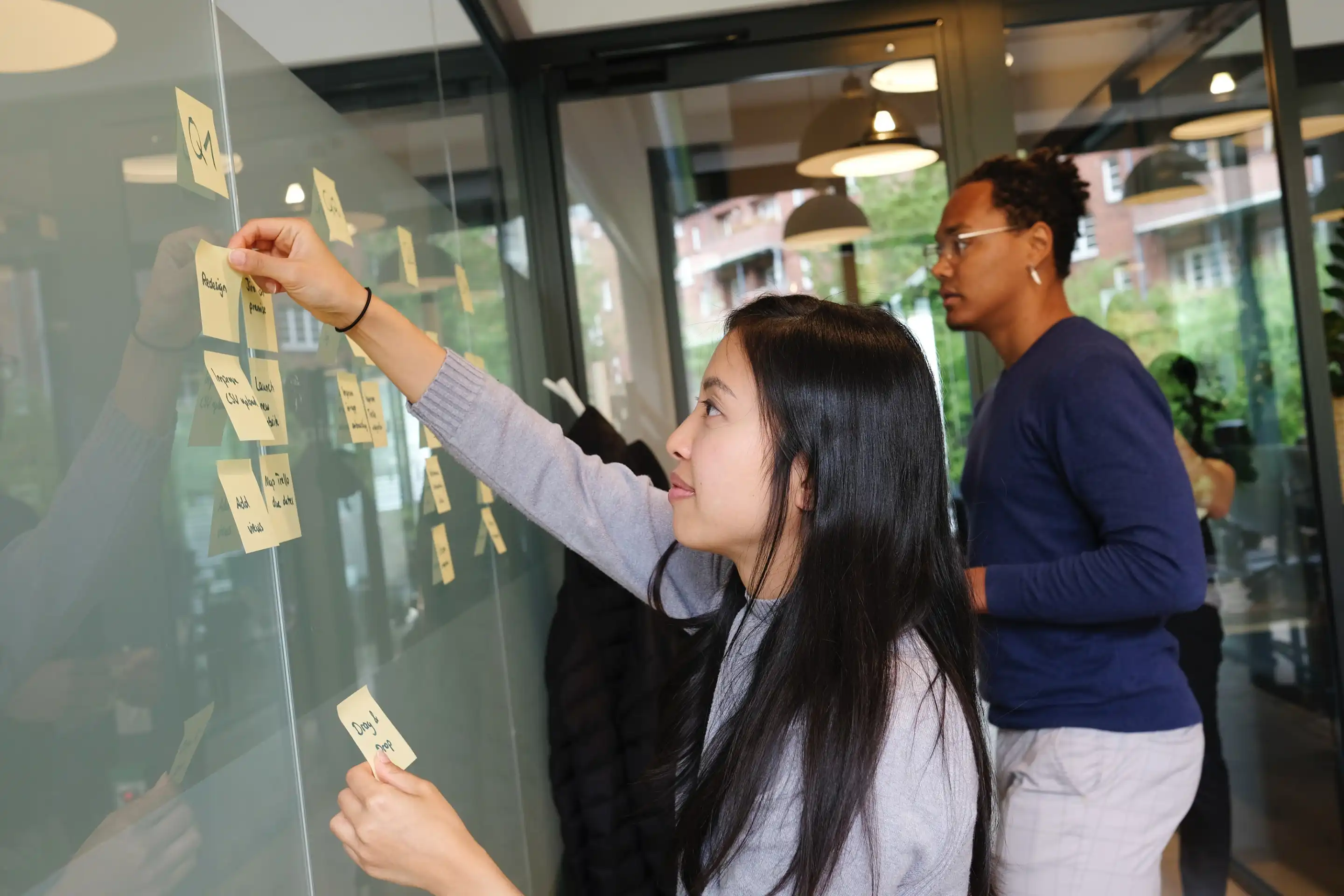 girl working on a whiteboard