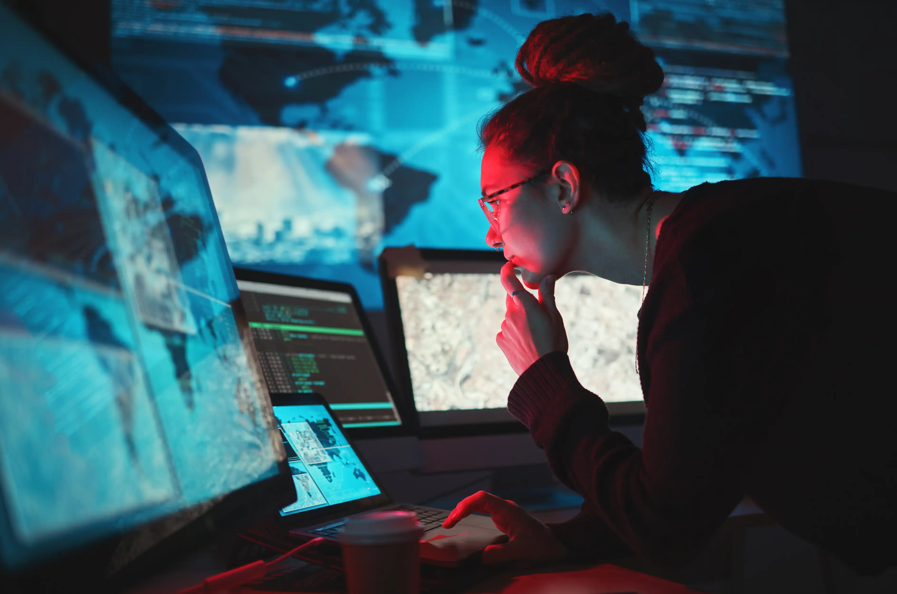 man pointing at screen
