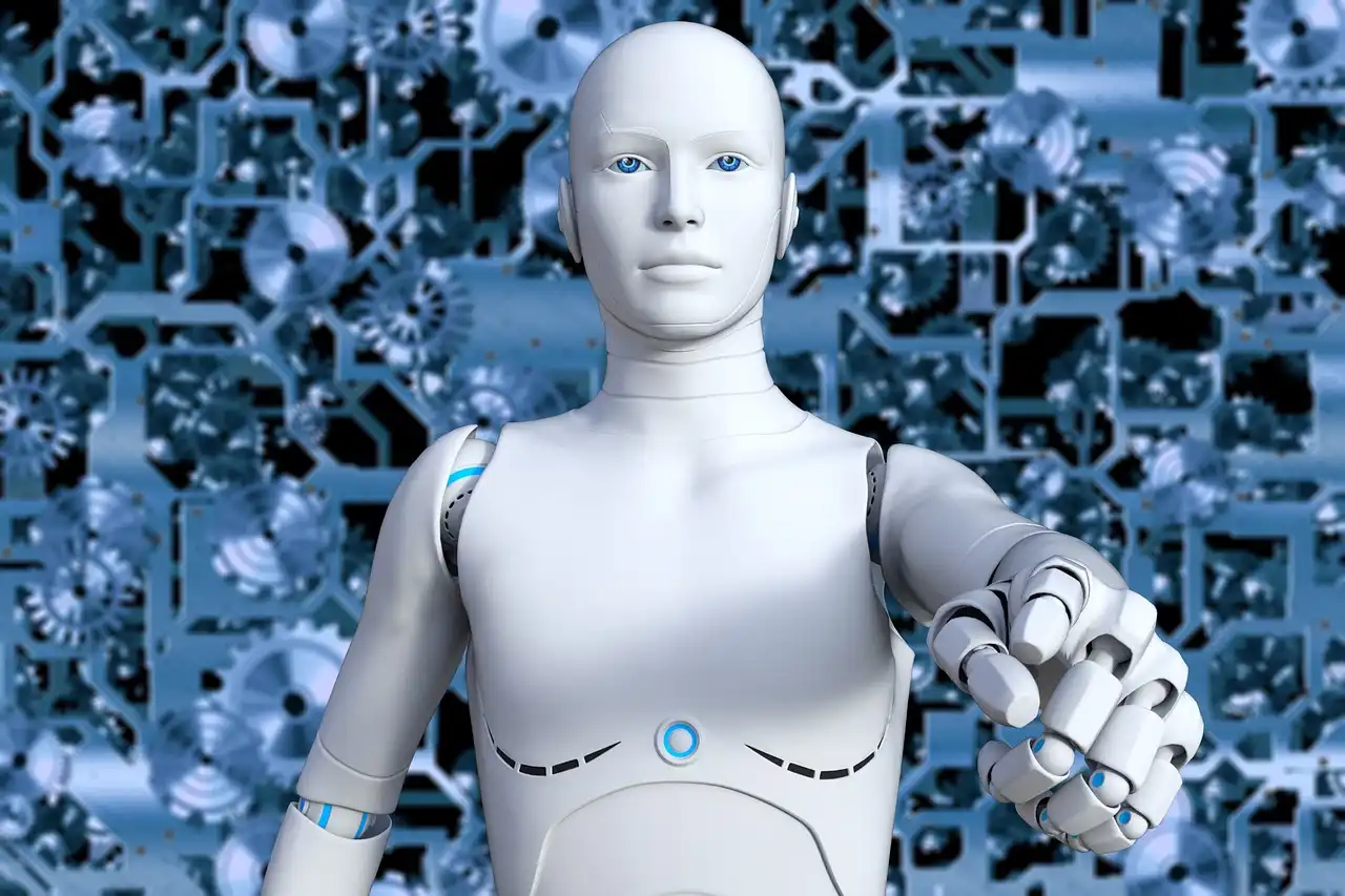 Hyper-realistic robot cyborg with illuminated neural circuitry representing the next generation of autonomous software agents