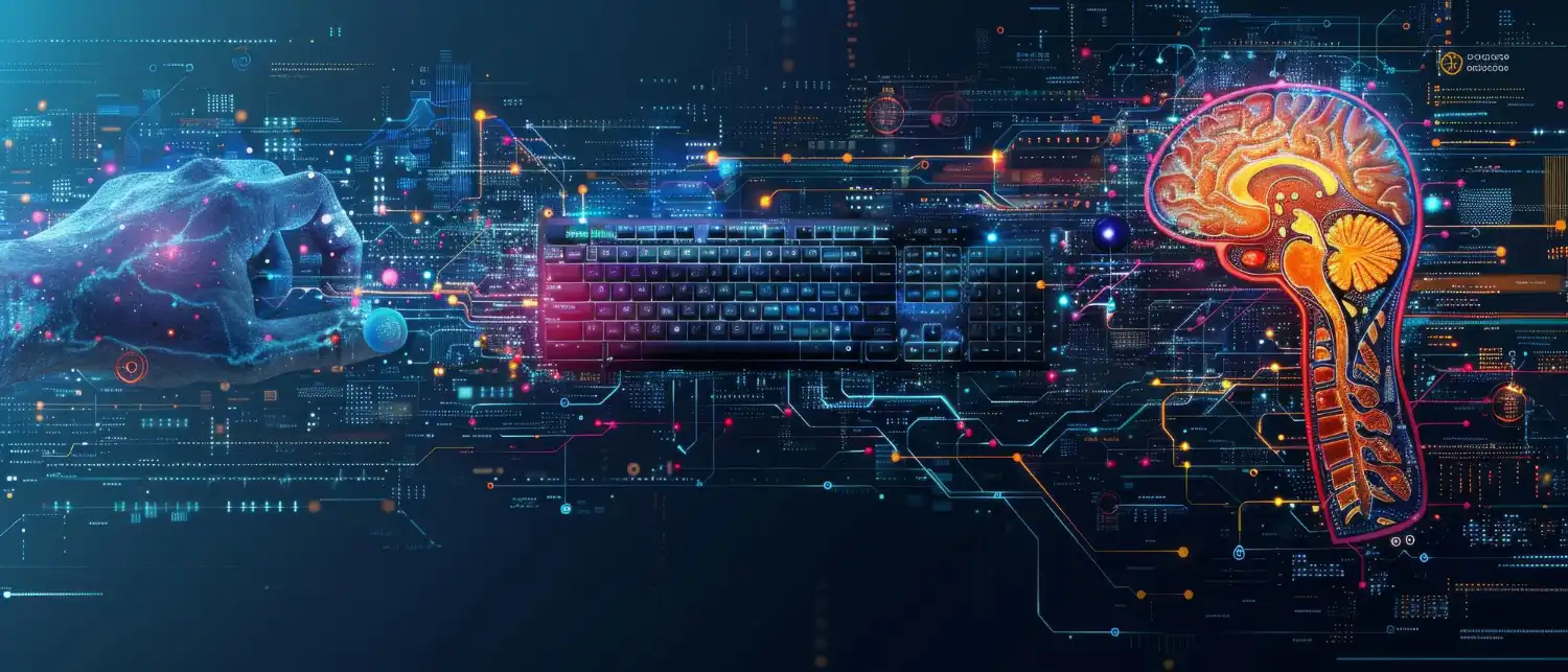 A person uses a computer keyboard to input details