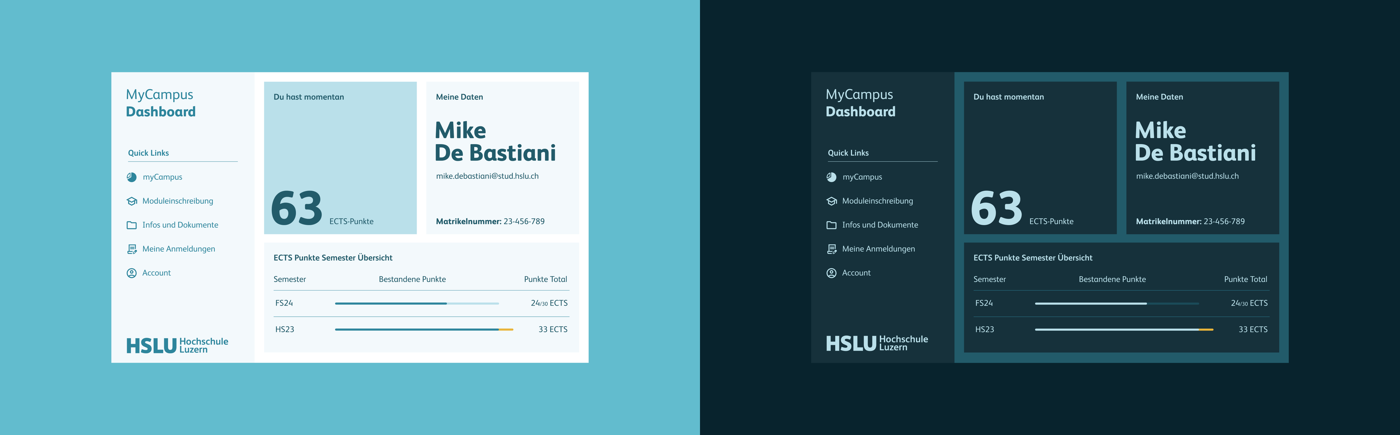 Light- and Darkmode of the UI